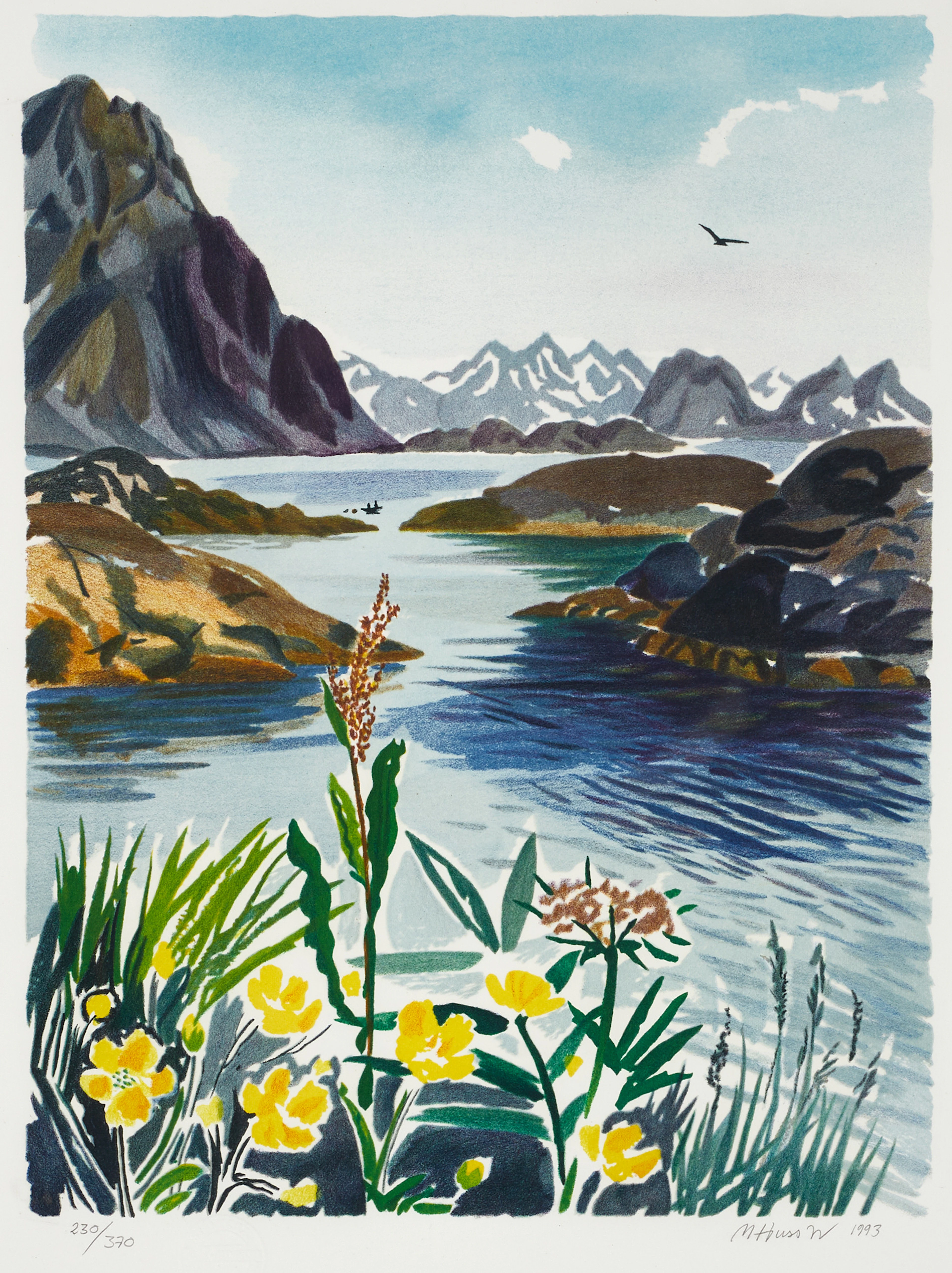 MONA HUSS WALIN (född 1944). ”Västkust, Lofoten”, signerad och daterad