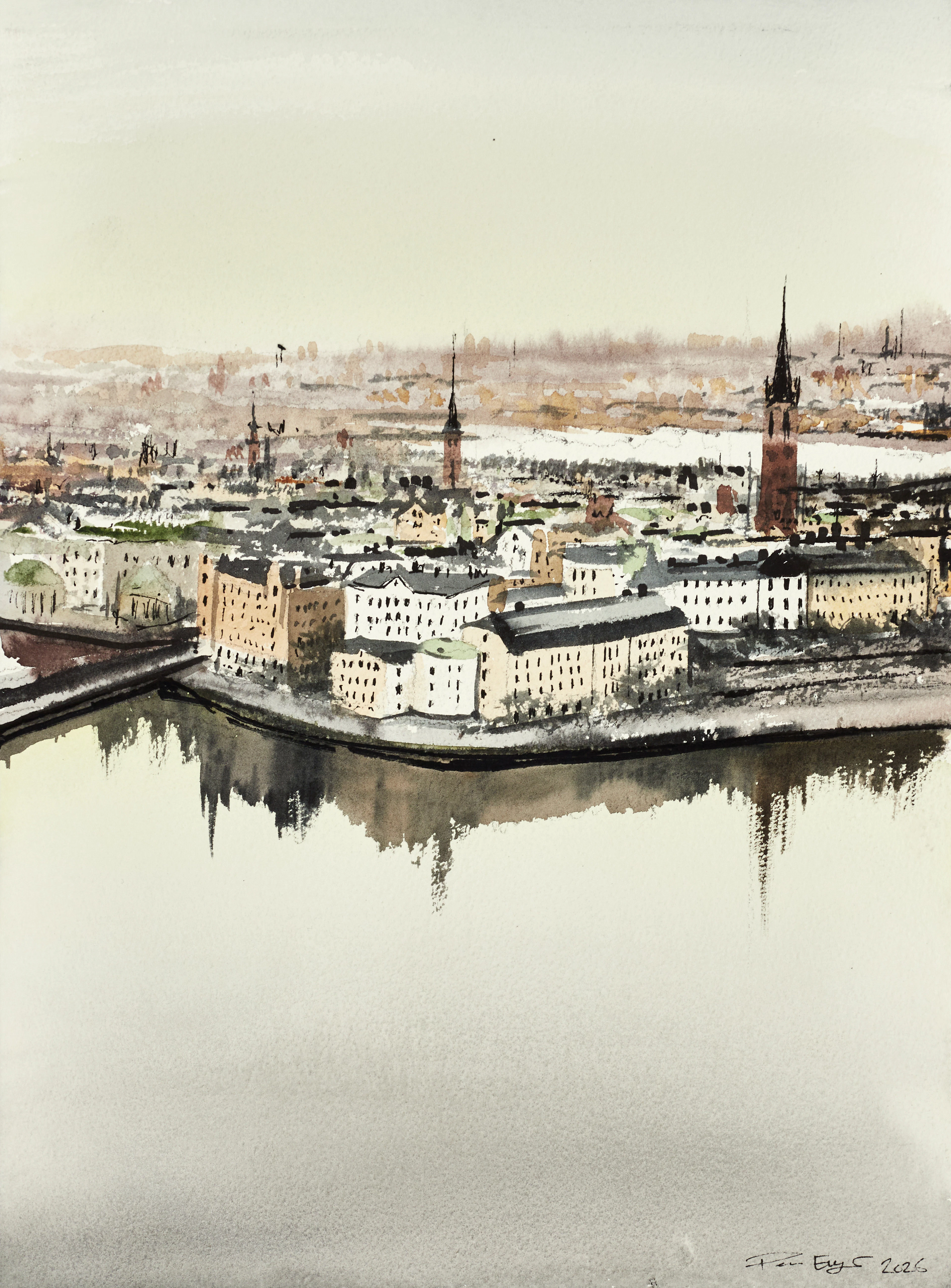 PETER EUGÉN (Sverige, född 1978), Riddarholmen - Stockholm i gråväder