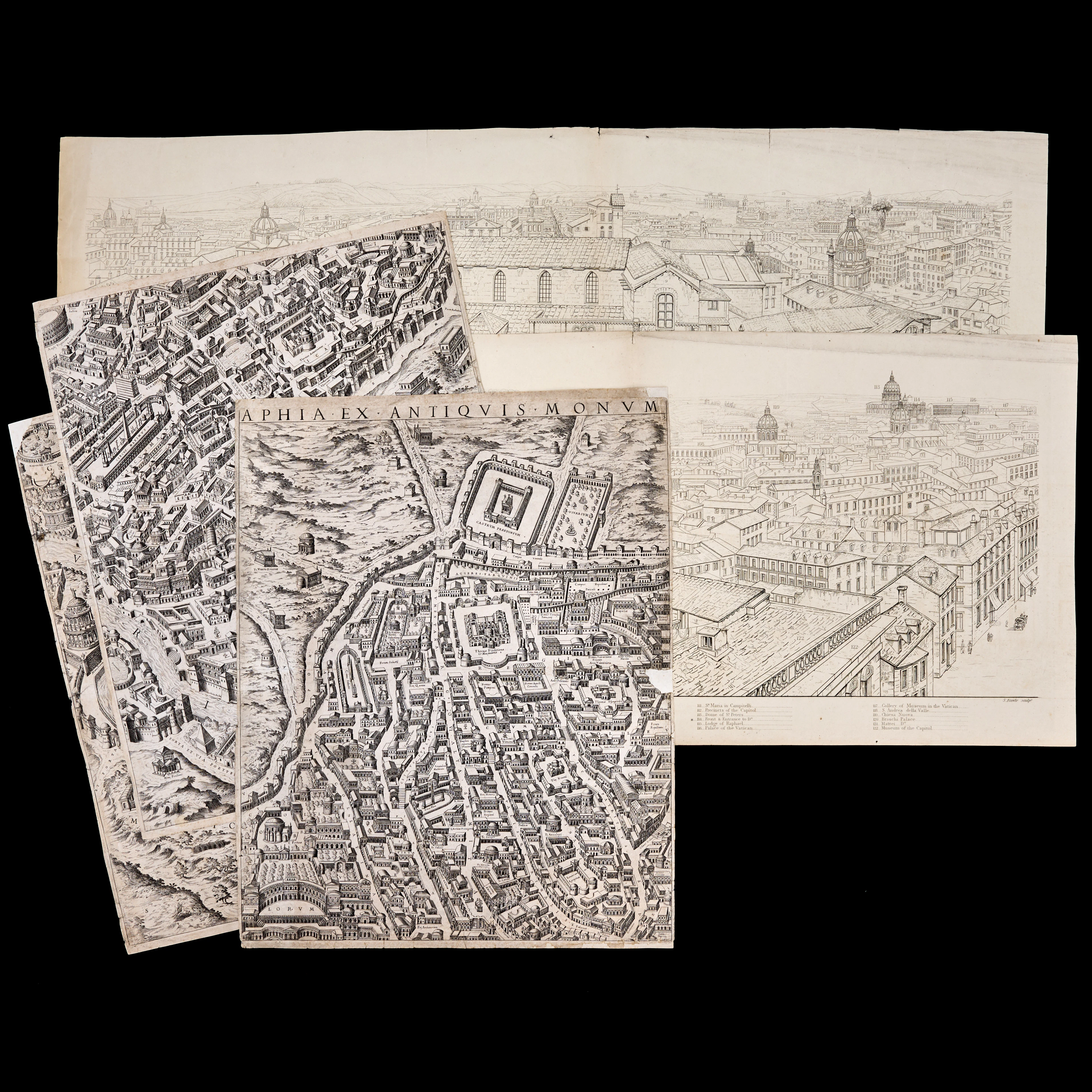 TOPOGRAFISKA KARTOR ÖVER ROM (3+2). ÉTIENNE DUPÉRAC (ca 1525-1604)