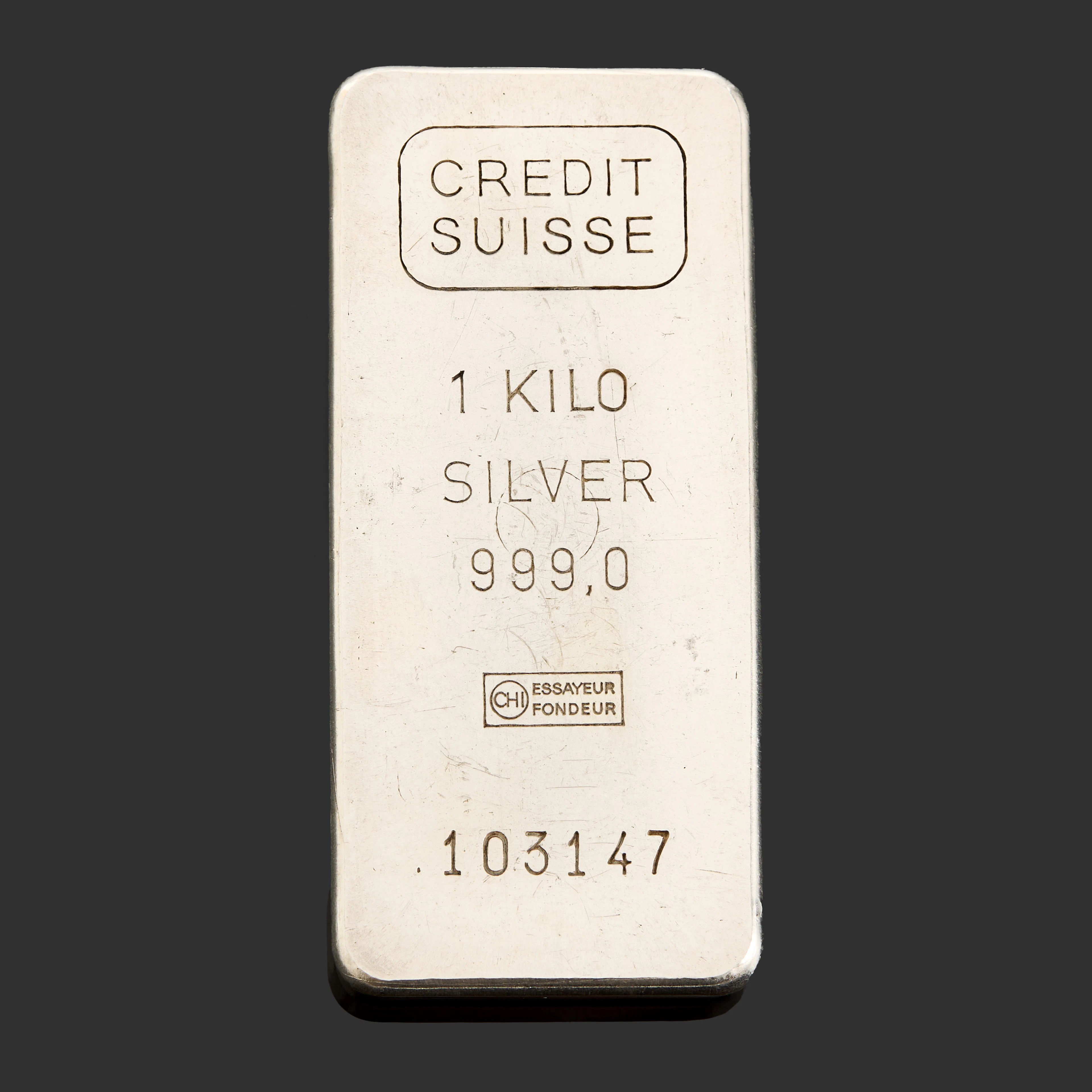 SILVERTACKA, 999,0 silver, Credit Suisse, ca 1000 gram.