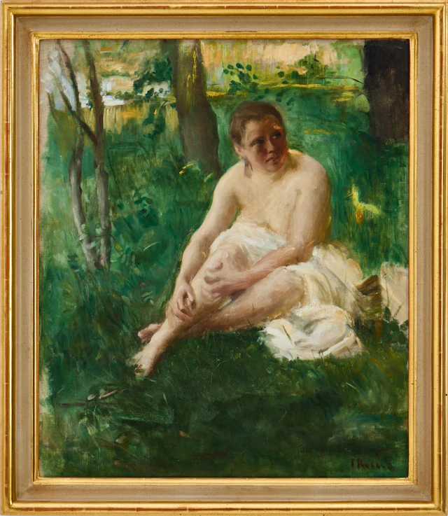 INGRID RUIN (1881–1956). Efter badet, signerad, olja på duk.