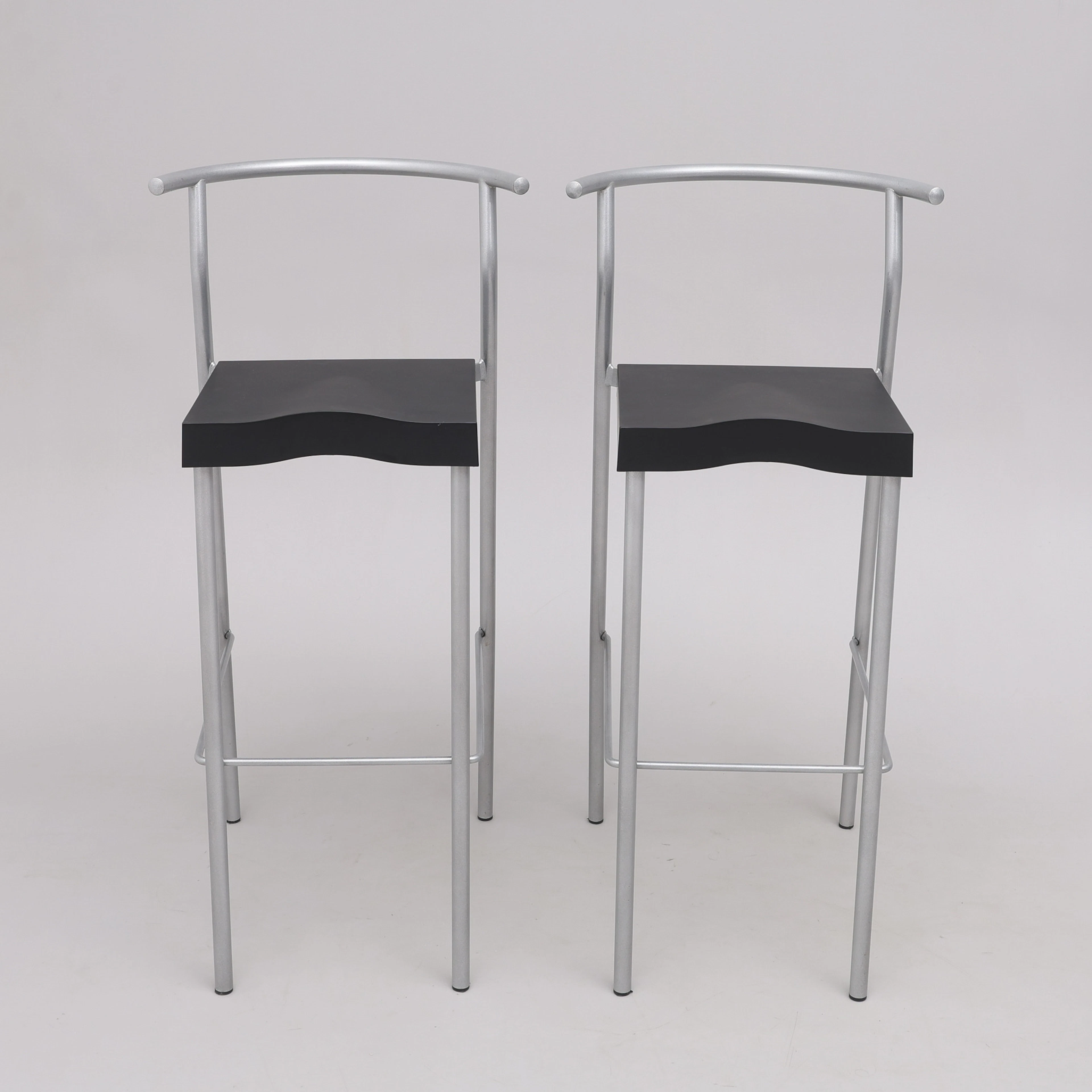 PHILIPPE STARK. BARSTOLAR, 2 ST, "HI GLOB", ALUMINIUM, PLAST, KARTELL