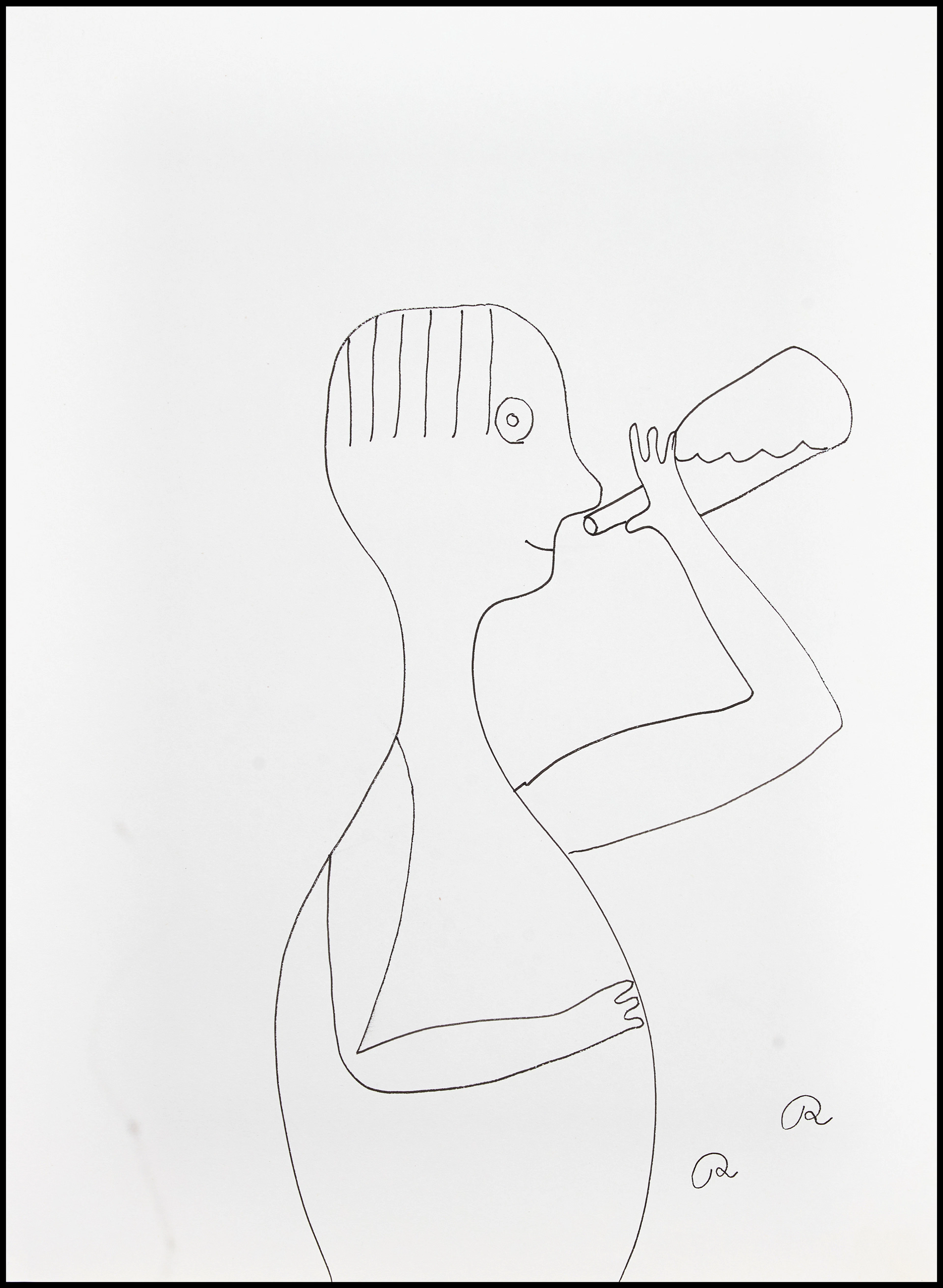 ROGER RISBERG (Sverige, Göteborg, 1956-2011). Man med flaska, monogramsignerad