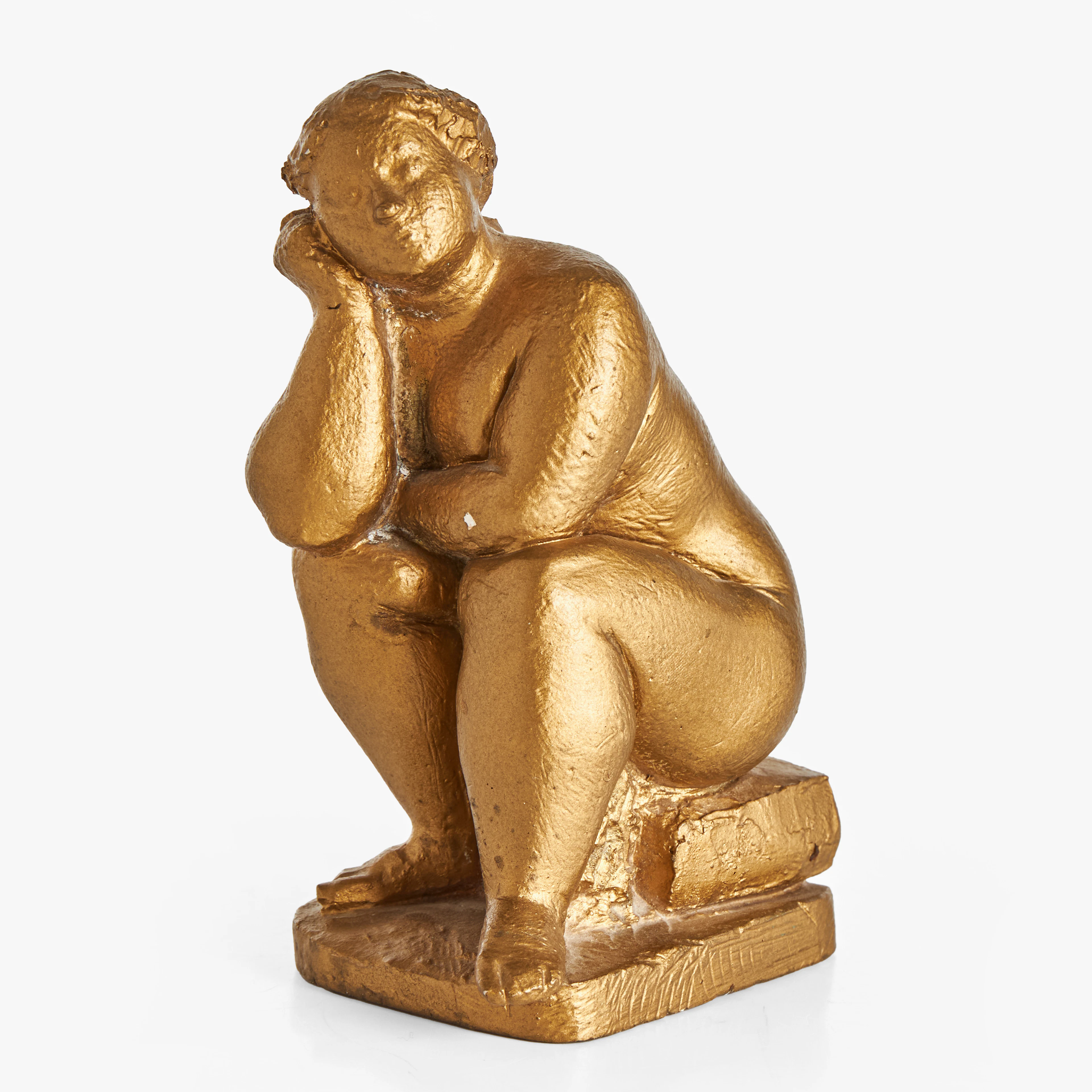 PETER LINDE (SVERIGE, F. 1946). Sittande modell, signerad Linde, patinerad