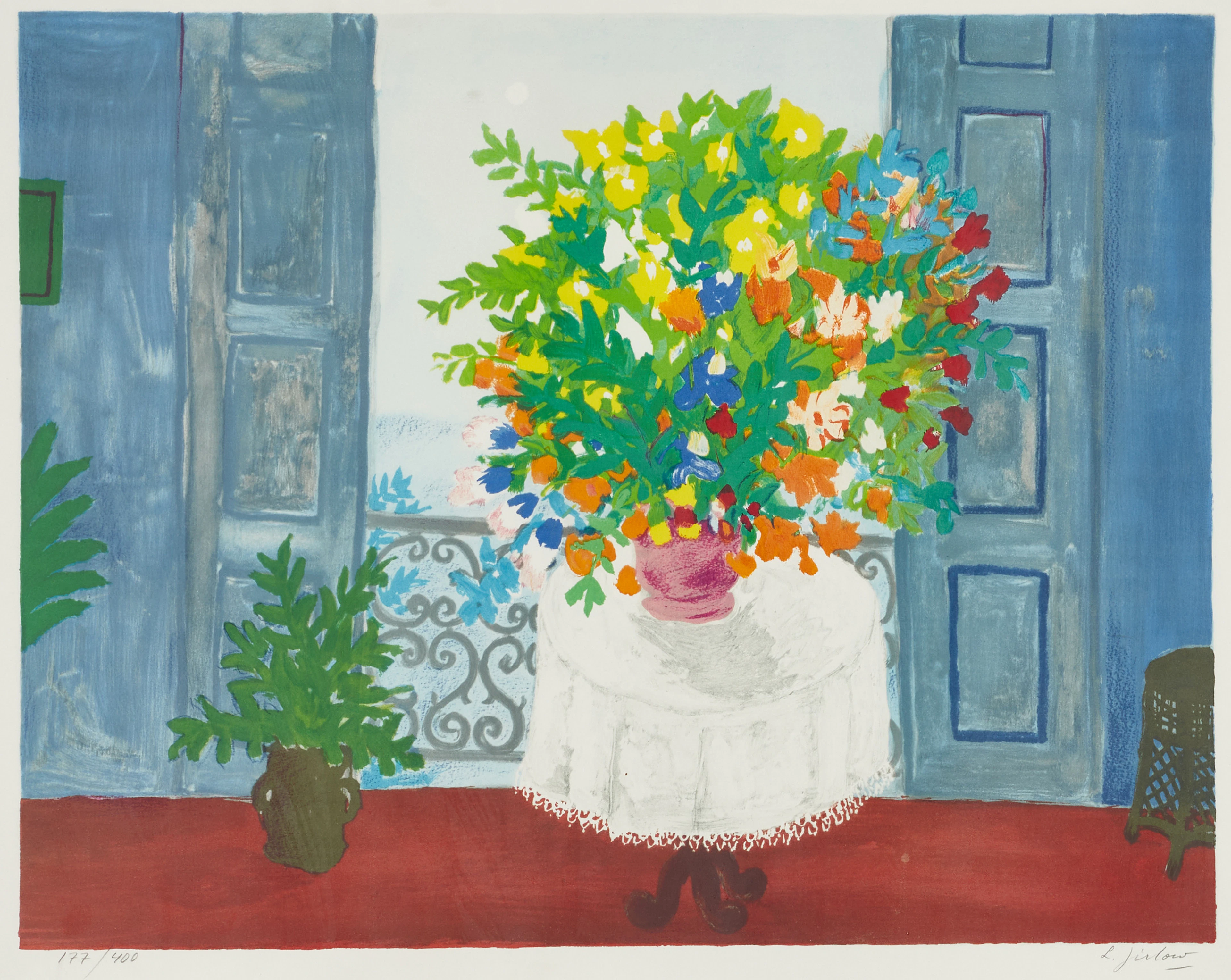 LENNART JIRLOW (1936-2020). "Fönster med blombukett", 1988, signerad