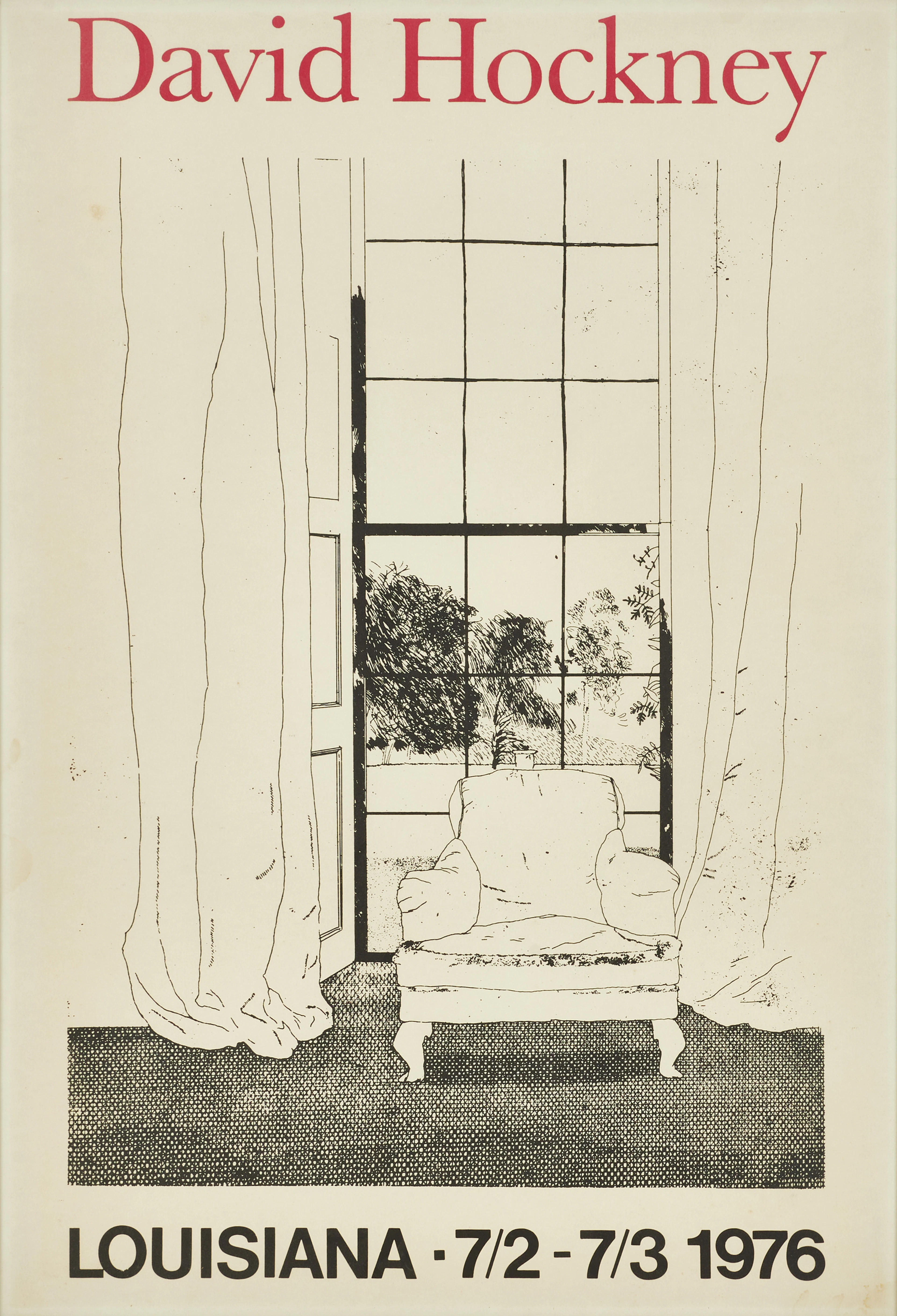 UTSTÄLLNINGSAFFISCH, offsettryck, David Hockney, Louisiana.