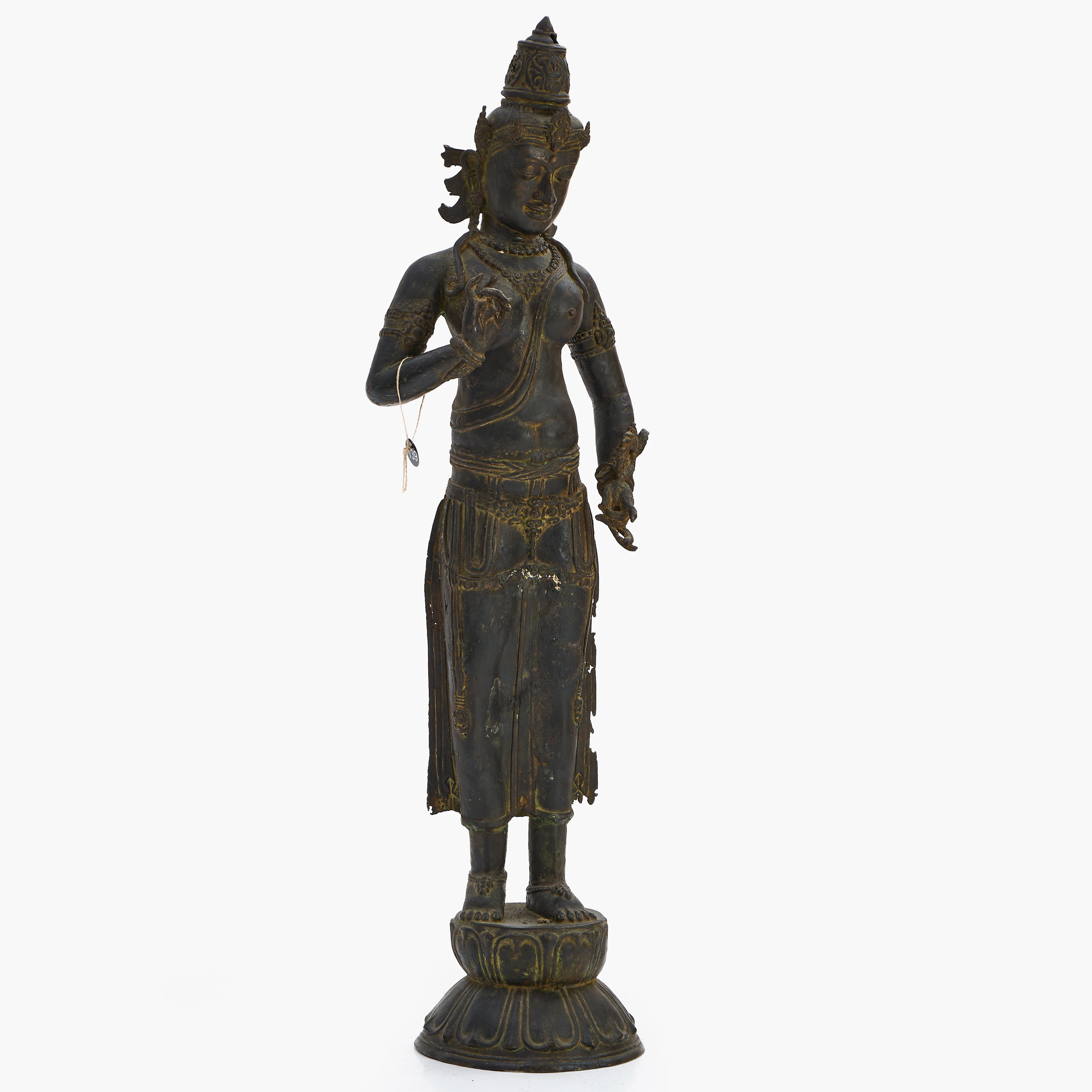 DEWI SRI, Indonesien/Bali. stående på lotusbas, Kopparlegering. 1900-tal.