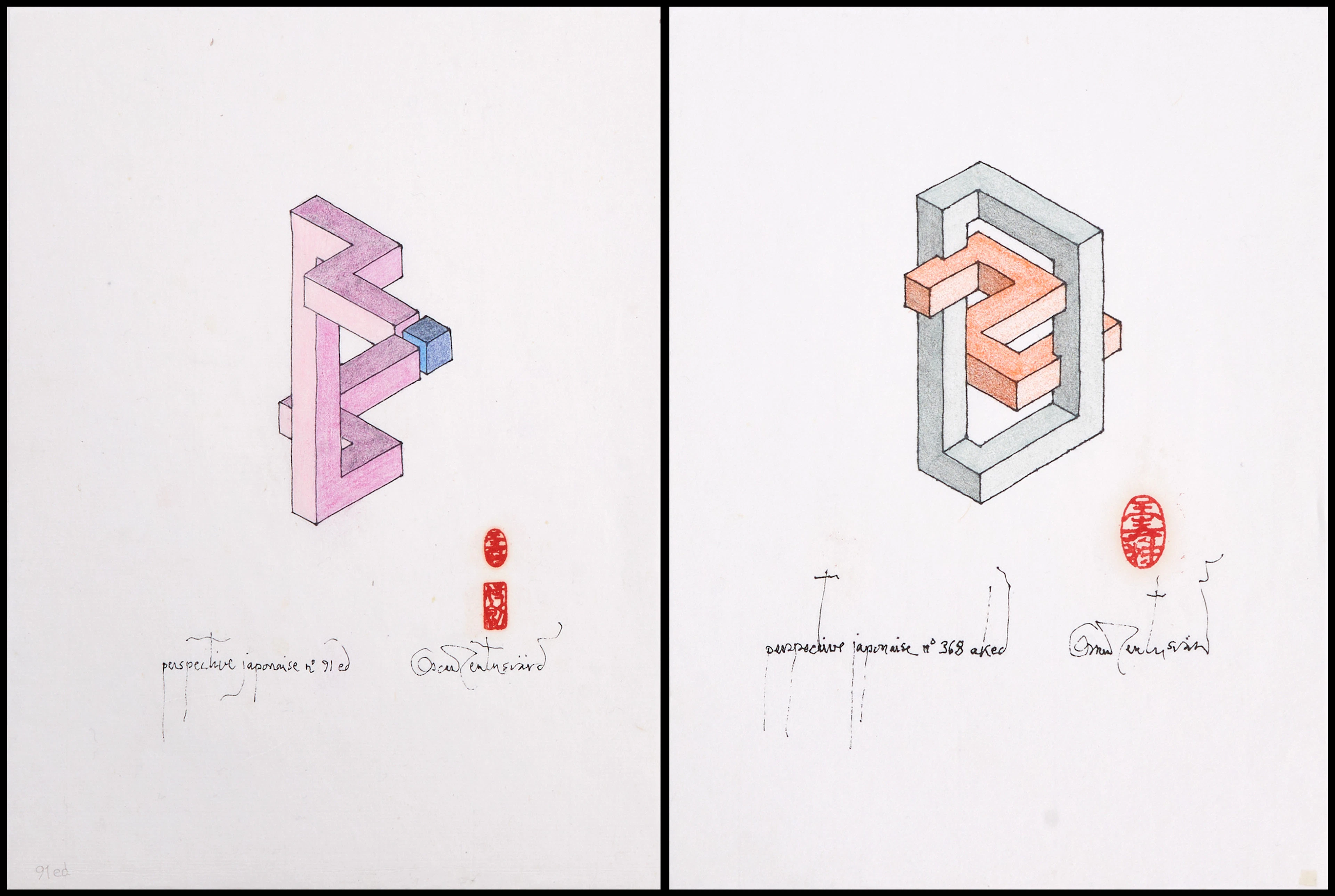 OSCAR REUTERSVÄRD (Sverige, 1915-2002), (2), Perspective japonaise