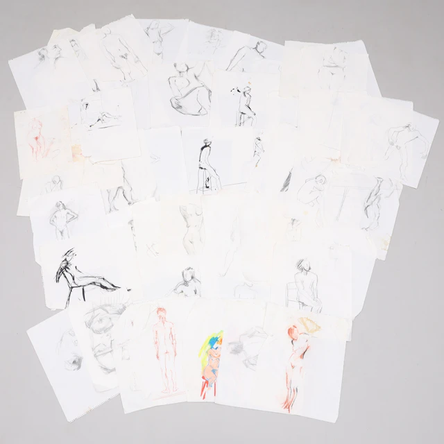 STINA EBERS 1962-2025. GRAFIT, TUSCH, KRITA PÅ PAPPER, 50 KROKIER