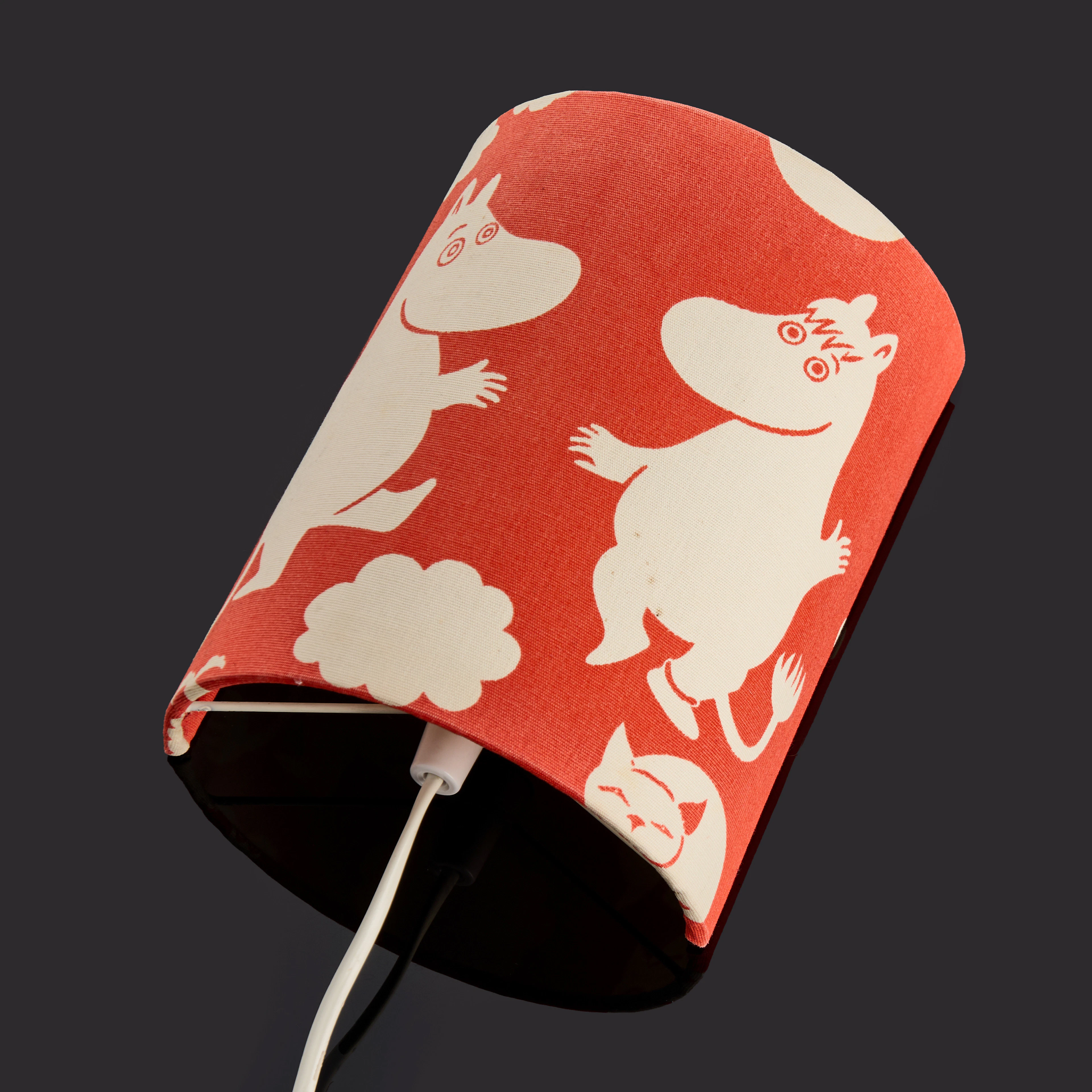 VÄGGLAMPA / MUMIN, skärmens textil med Tove Janssons figurer mumintrollet