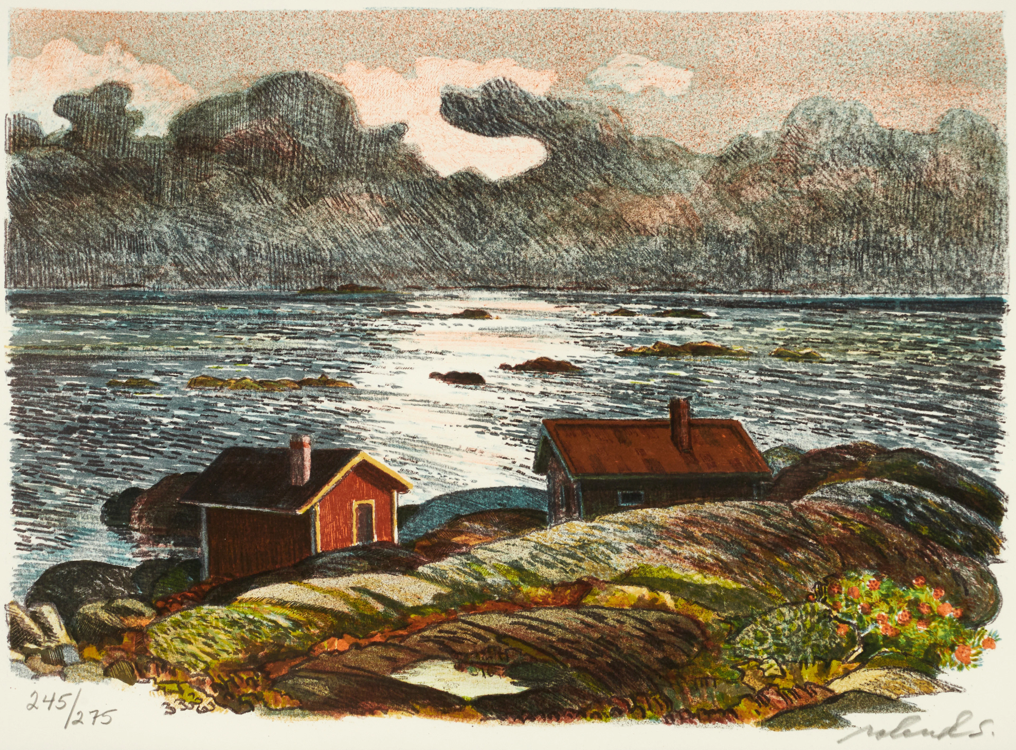 ROLAND SVENSSON (1910-2003). "Höst i Nasen", signerad och numrerad