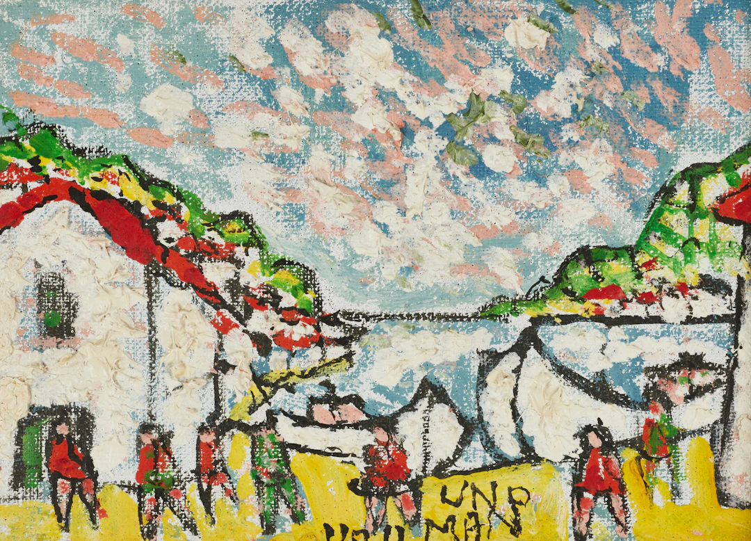 UNO VALLMAN (1913-2004). Seglare vid strand, signerad, a tergo daterad