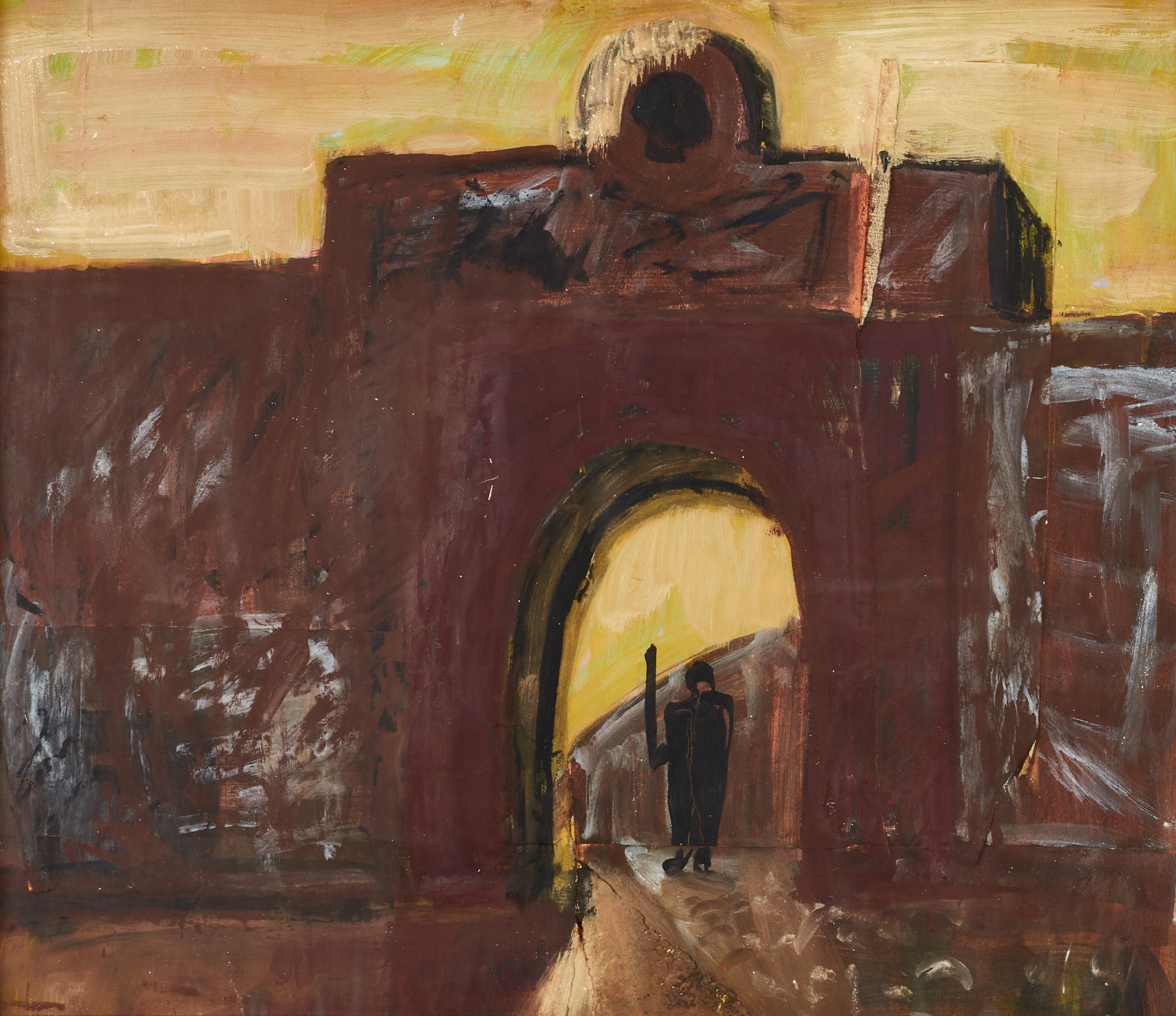 INGER STÅBI (Sverige, född 1948), Stadsporten, märkt Viborg, gouache/collage.