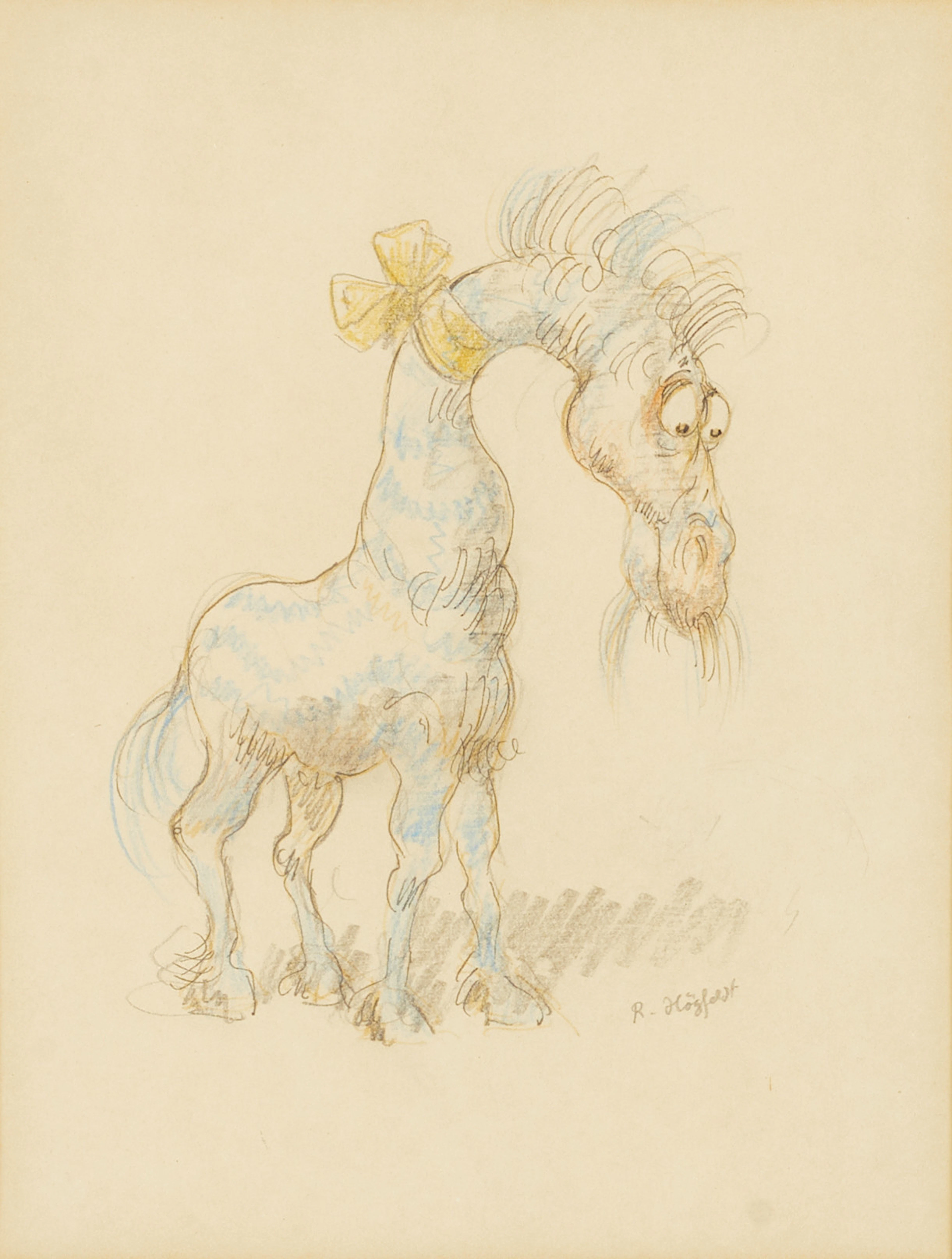 ROBERT HÖGFELDT (1894-1986). Häst, signerad R. Högfelt, färgkrita på papper.