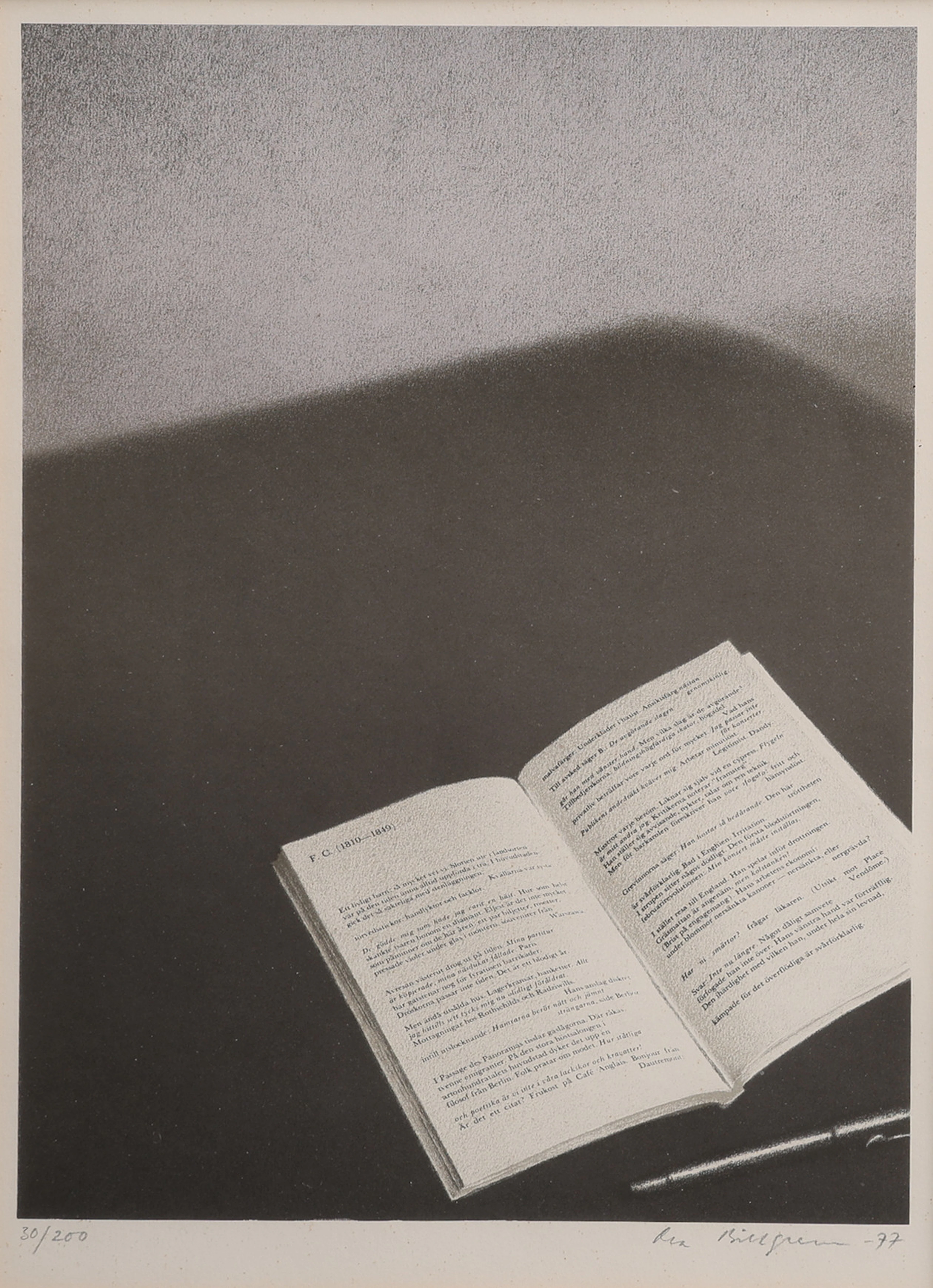 OLA BILLGREN. LITOGRAFI, "LITOGRAFI (DIKT AV ENZENSBERGER)", SIGNERAD