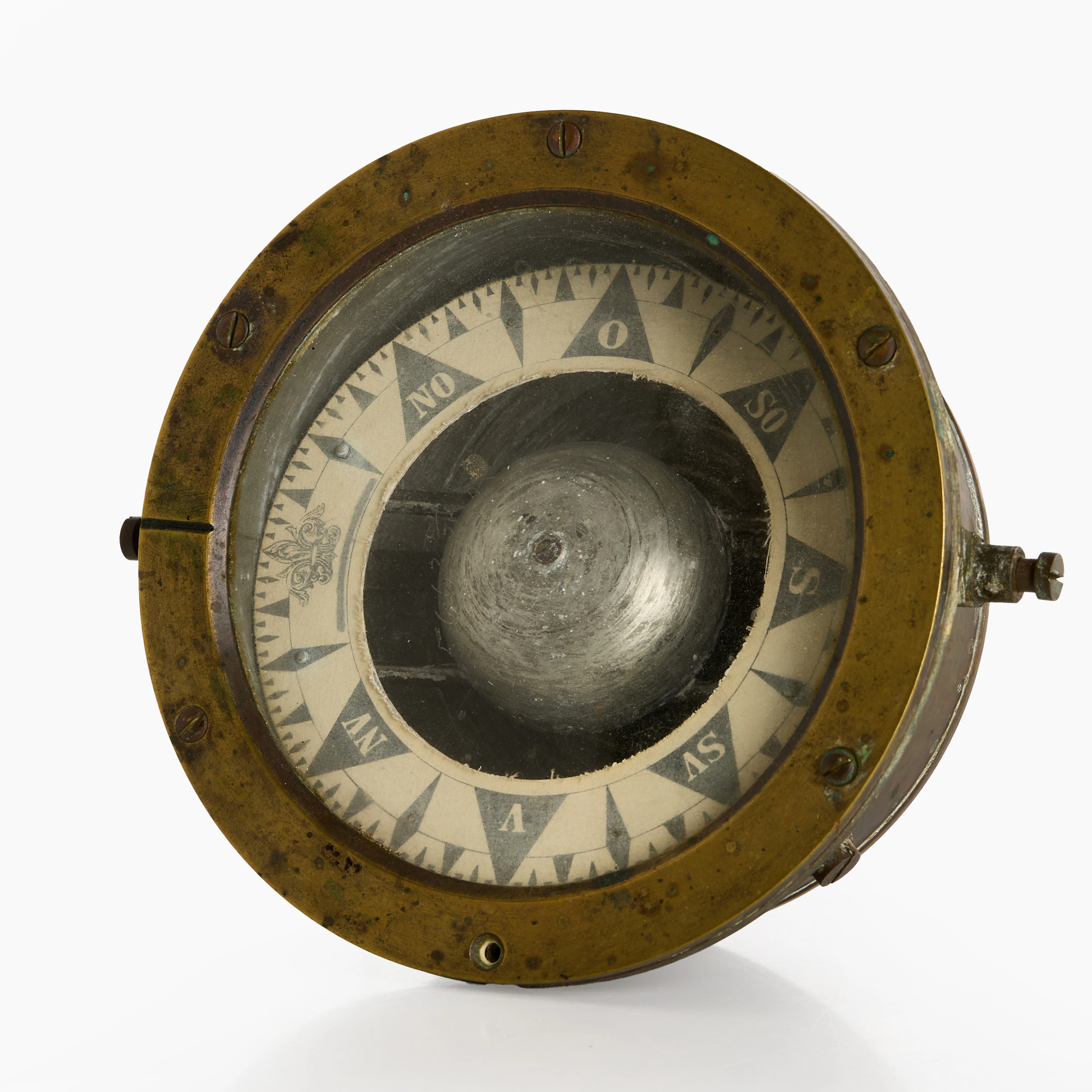 SKEPPSKOMPASS, mässing och glas, 1900-tal.