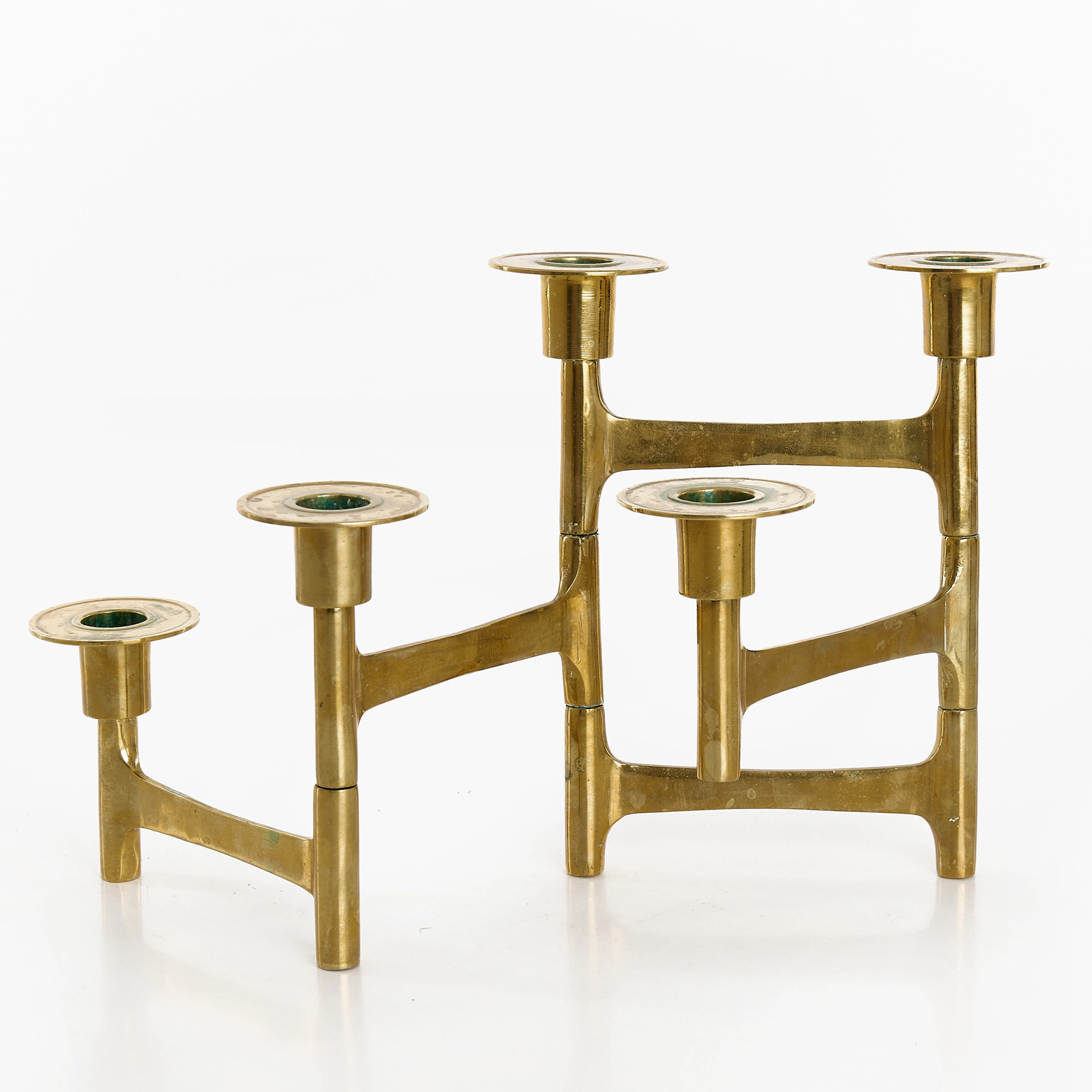 LJUSSTAKE, mässing, ledad, för 5 ljus, 2000-tal.