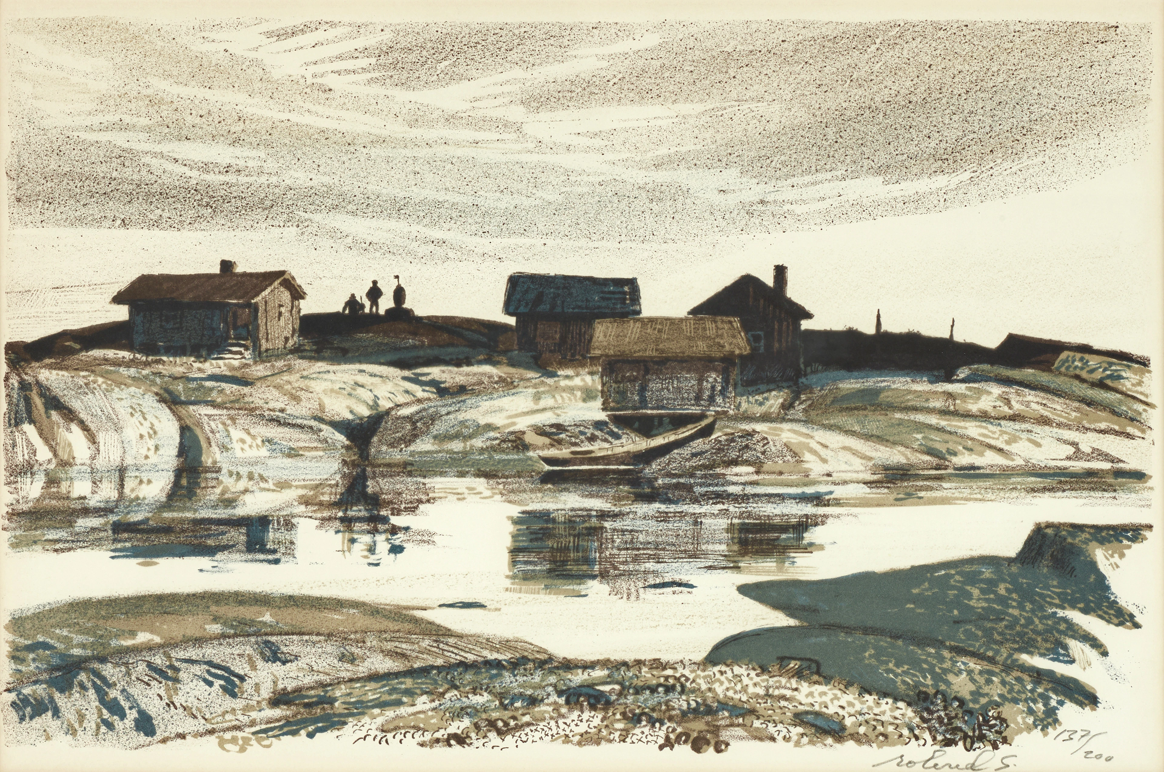ROLAND SVENSSON (1910-2003), "Gillöga, Västerhamn" - vy från Stockholms