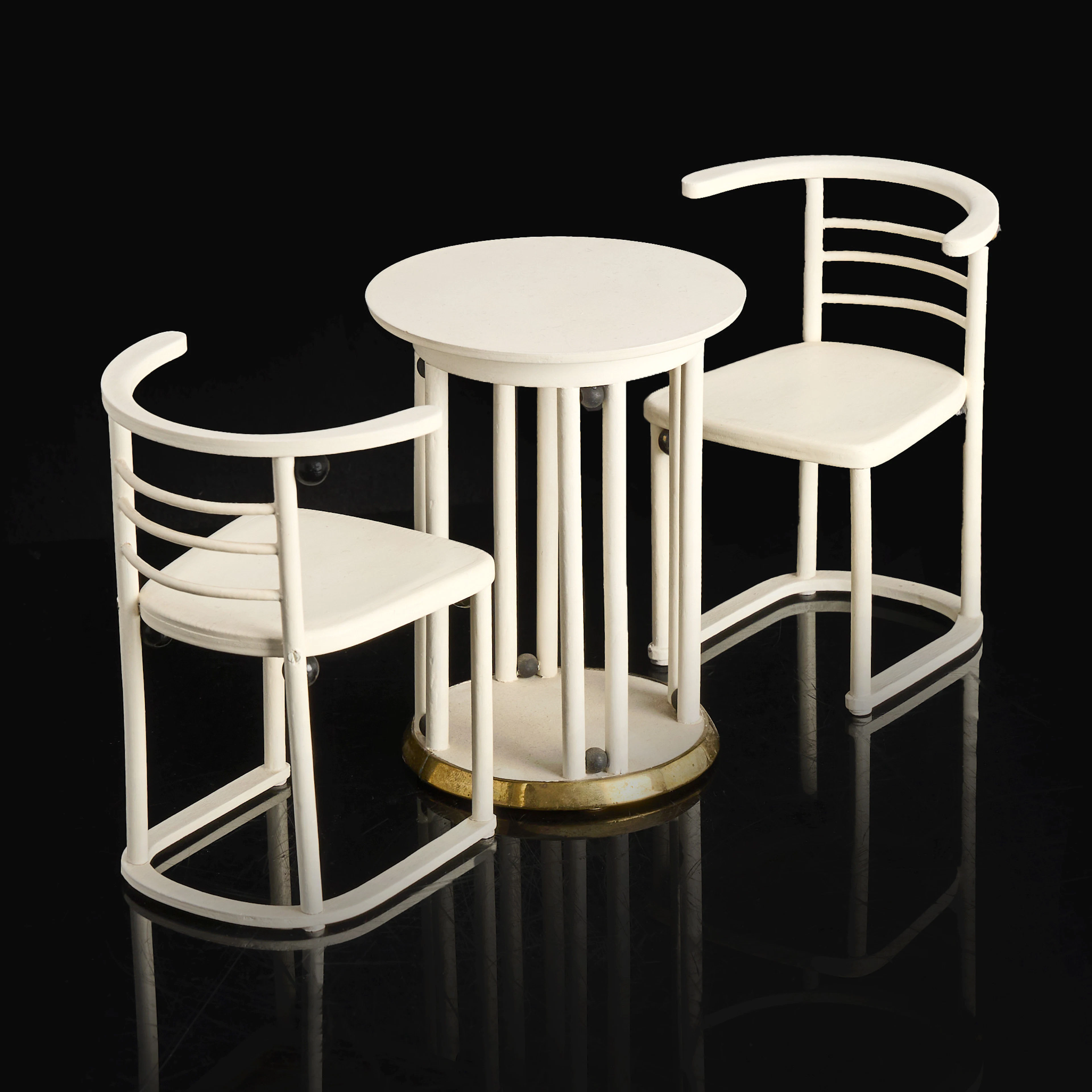 JOSEF HOFFMANN (1870–1956). EFTER. Miniatyrmöbler, 3 delar, "Fladdermusstolar"