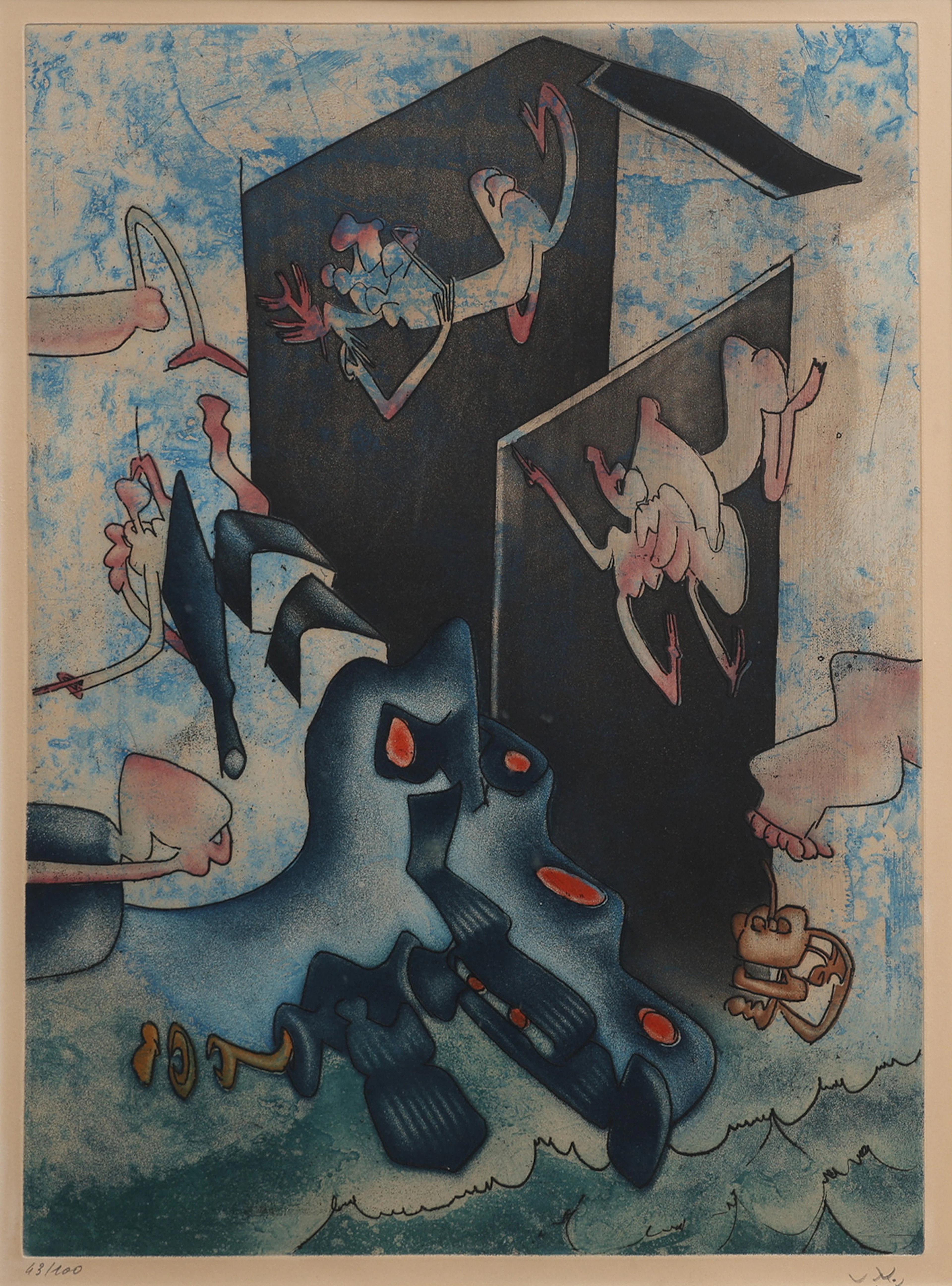 ROBERTO MATTA. ETSNING OCH AKVATINT BLAD 7 UR "LA DANSE DE LA MORT"