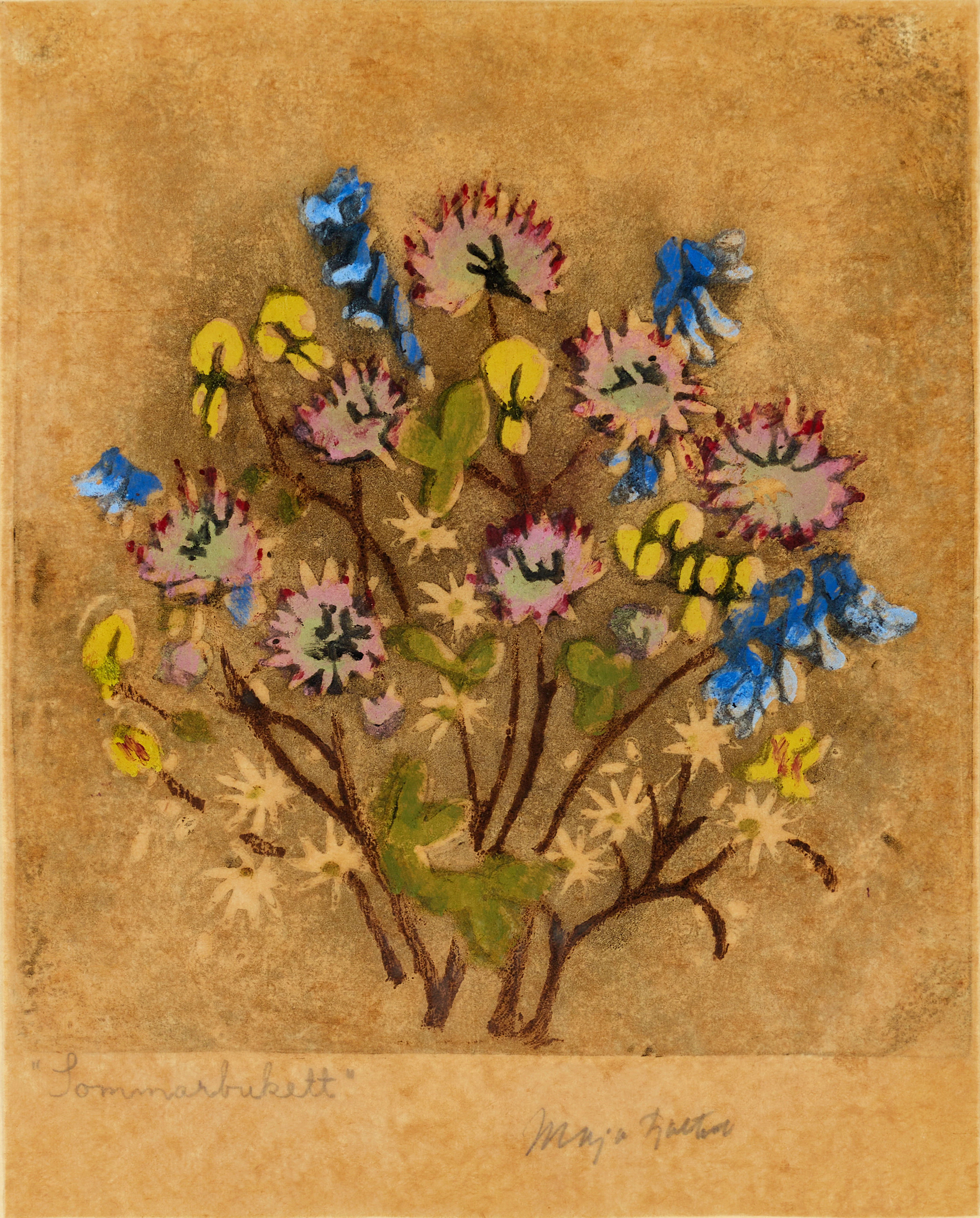 MAJA FJÆSTAD (1873-1961). "Sommarbukett", signerad Maja Fjaestad