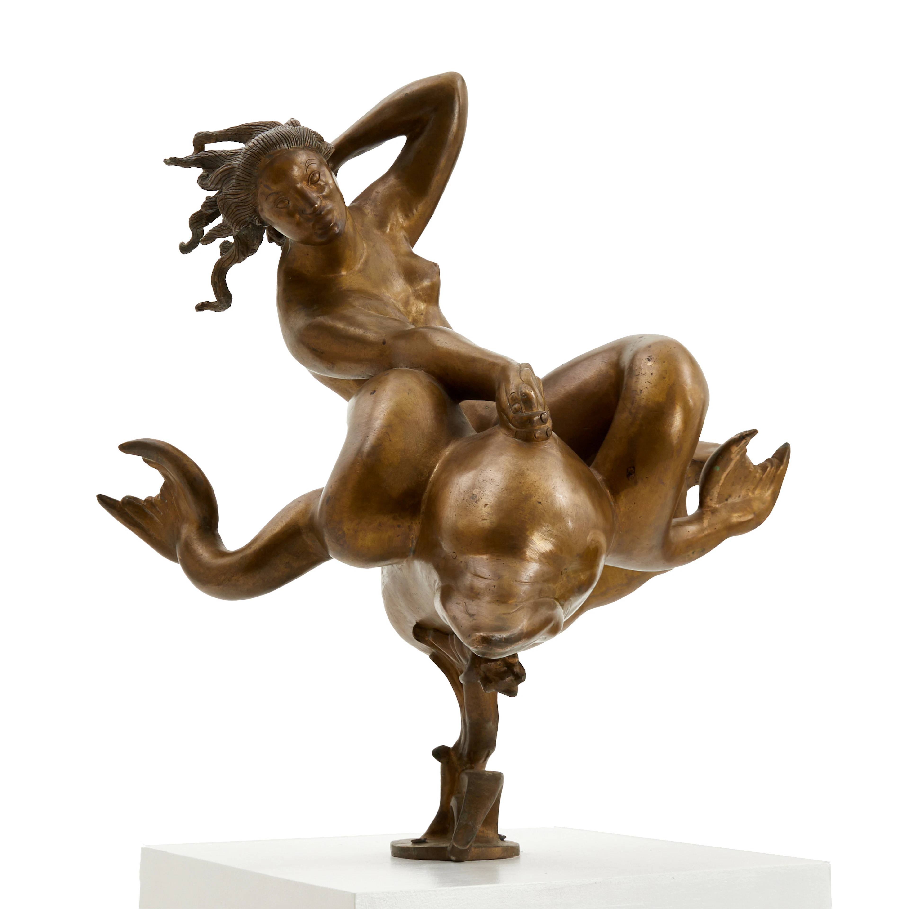 CARL MILLES, efter, "Solglitter" / "Najad på delfin", brons. Utförd