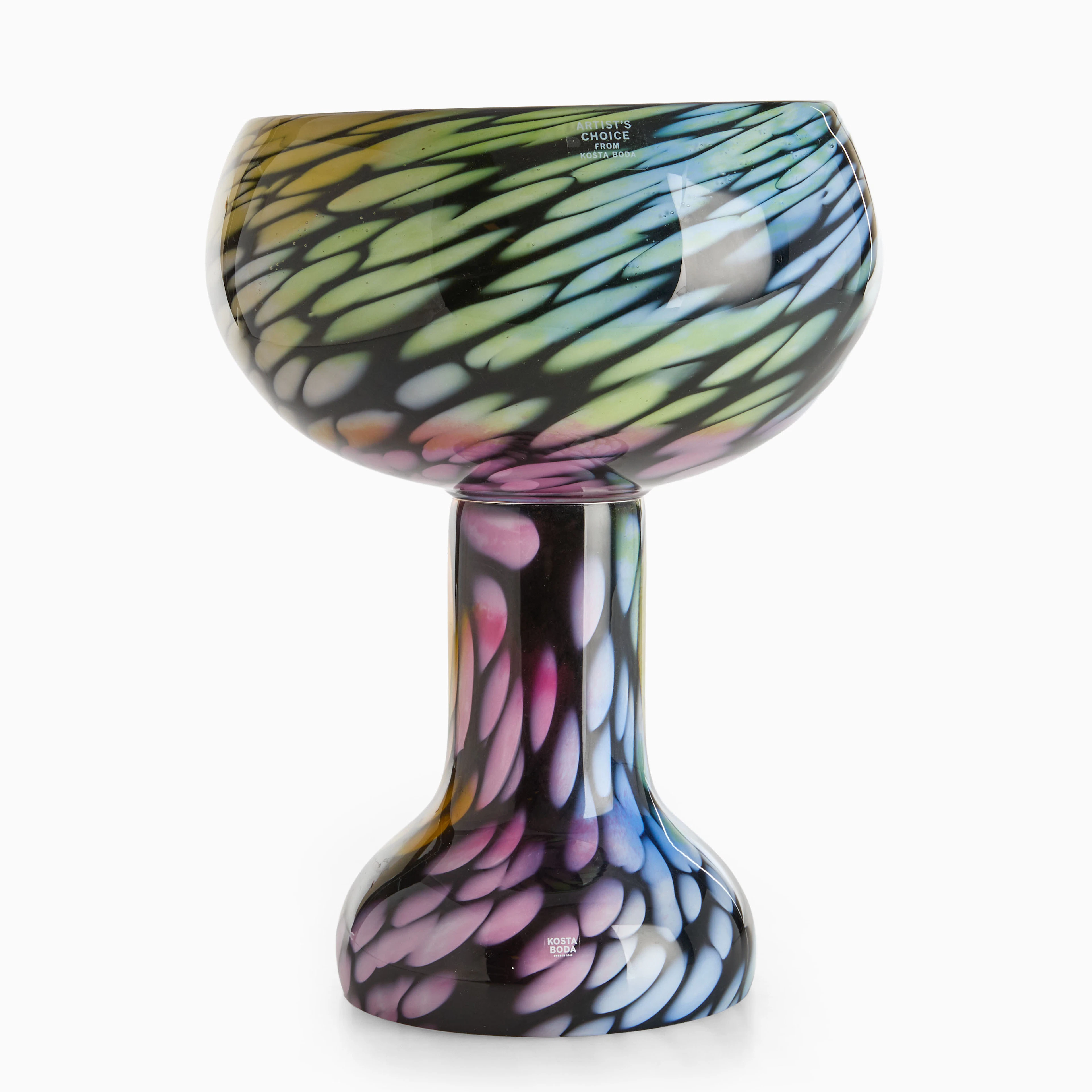 LUDVIG LÖFGREN. Skål på fot, Glas, signerad, 2000-tal.