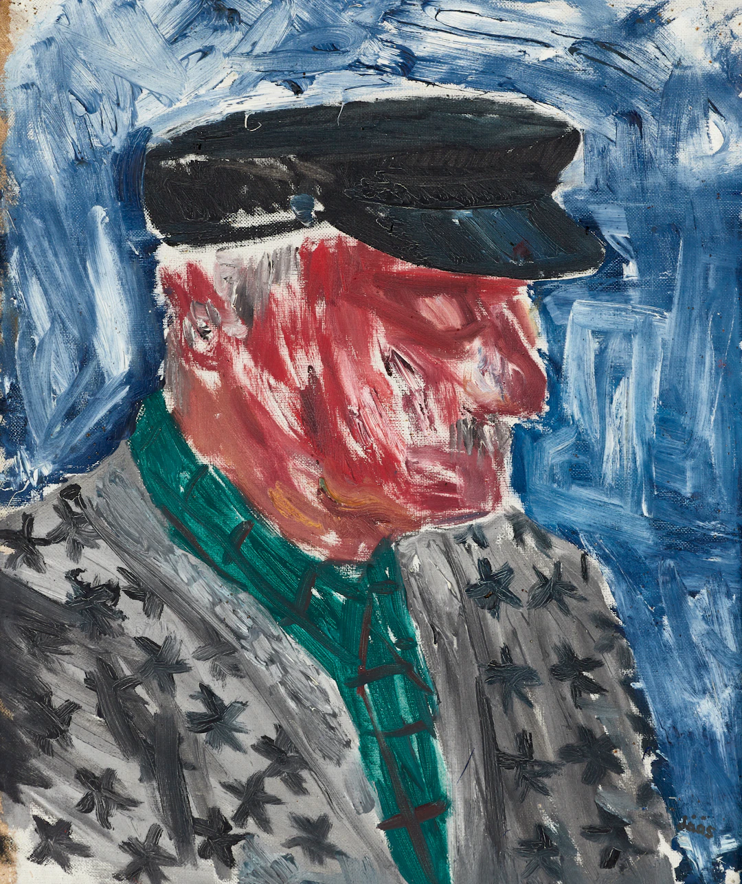 EVY LÅÅS (1923-1999). "Skeppare", signerad Låås, olja på pannå.