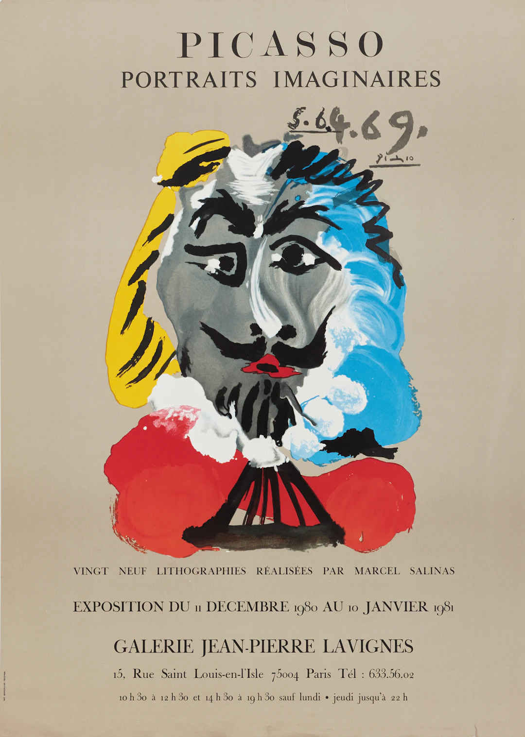 PABLO PICASSO. EFTER. Utställningsaffisch, "Portraits Imaginaires"