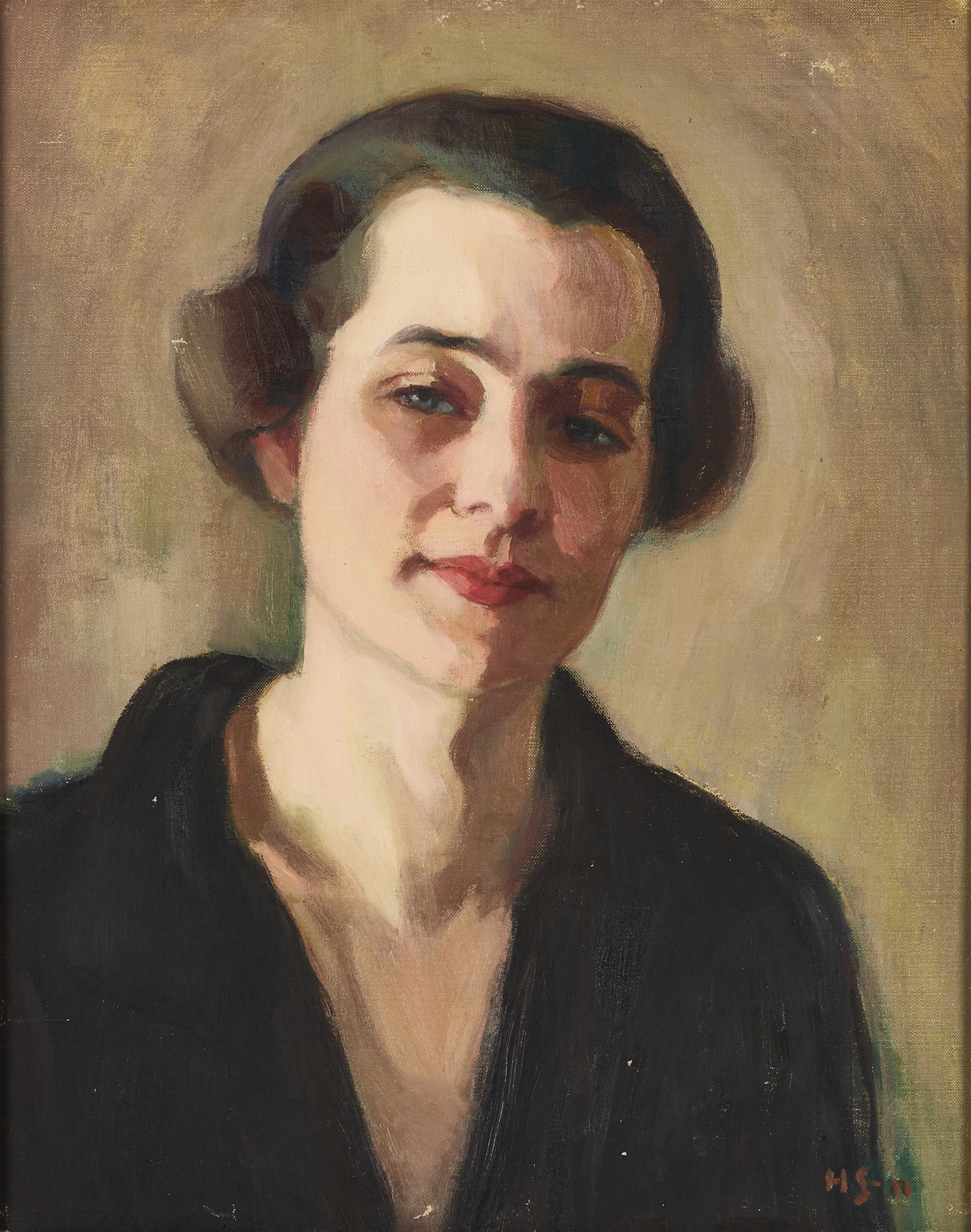HANNA SUOMALAINEN (Finland, 1874–1948). Damporträtt, monogramsignerad
