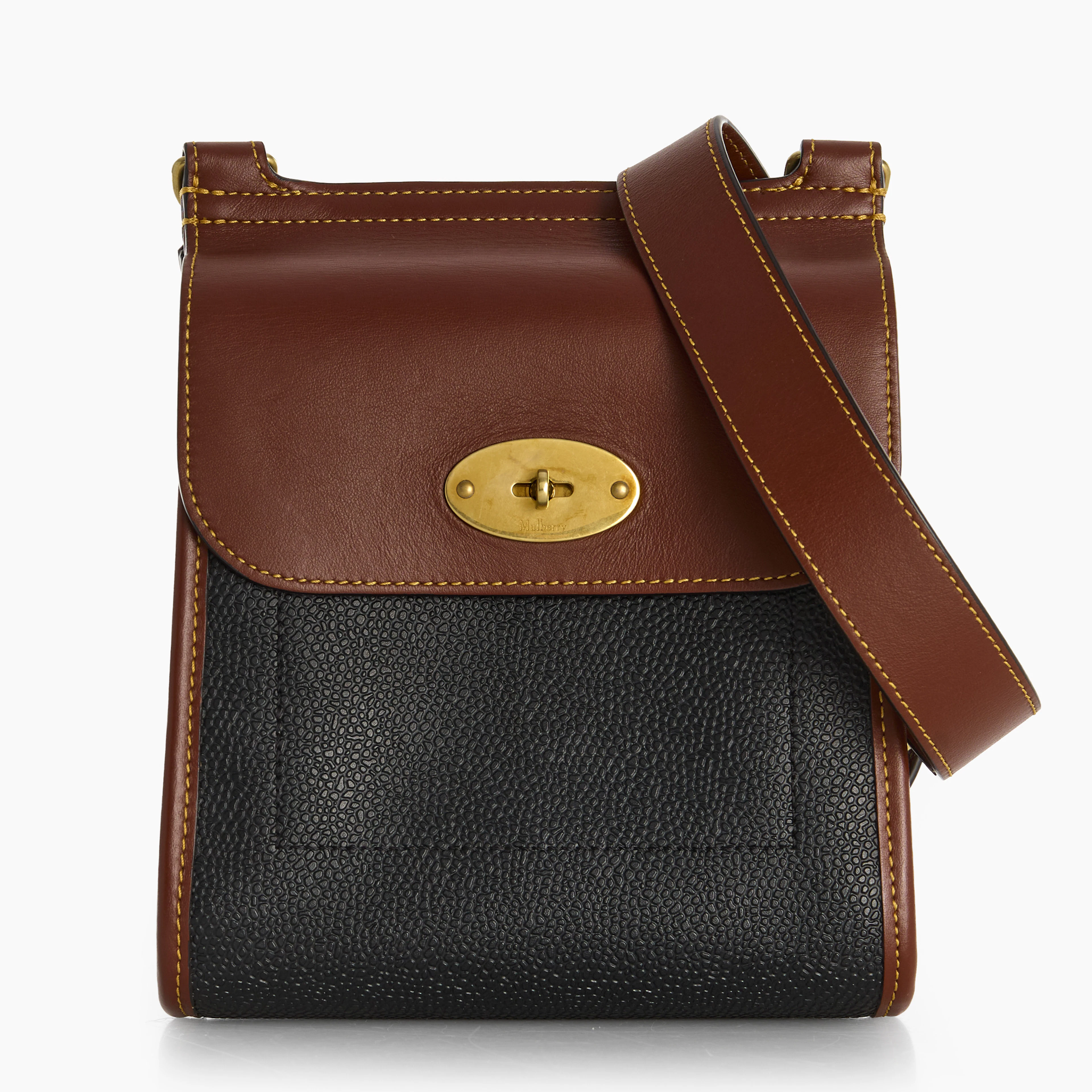 MULBERRY, väska "Antony Satchel Small", läder, svart scotchgrain.