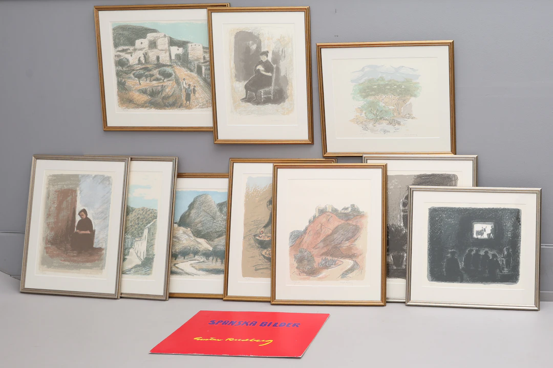 GUSTAV RUDBERG. TIO LITOGRAFIER AV TOLV, UR "SPANSKA BILDER", SIGNERADE