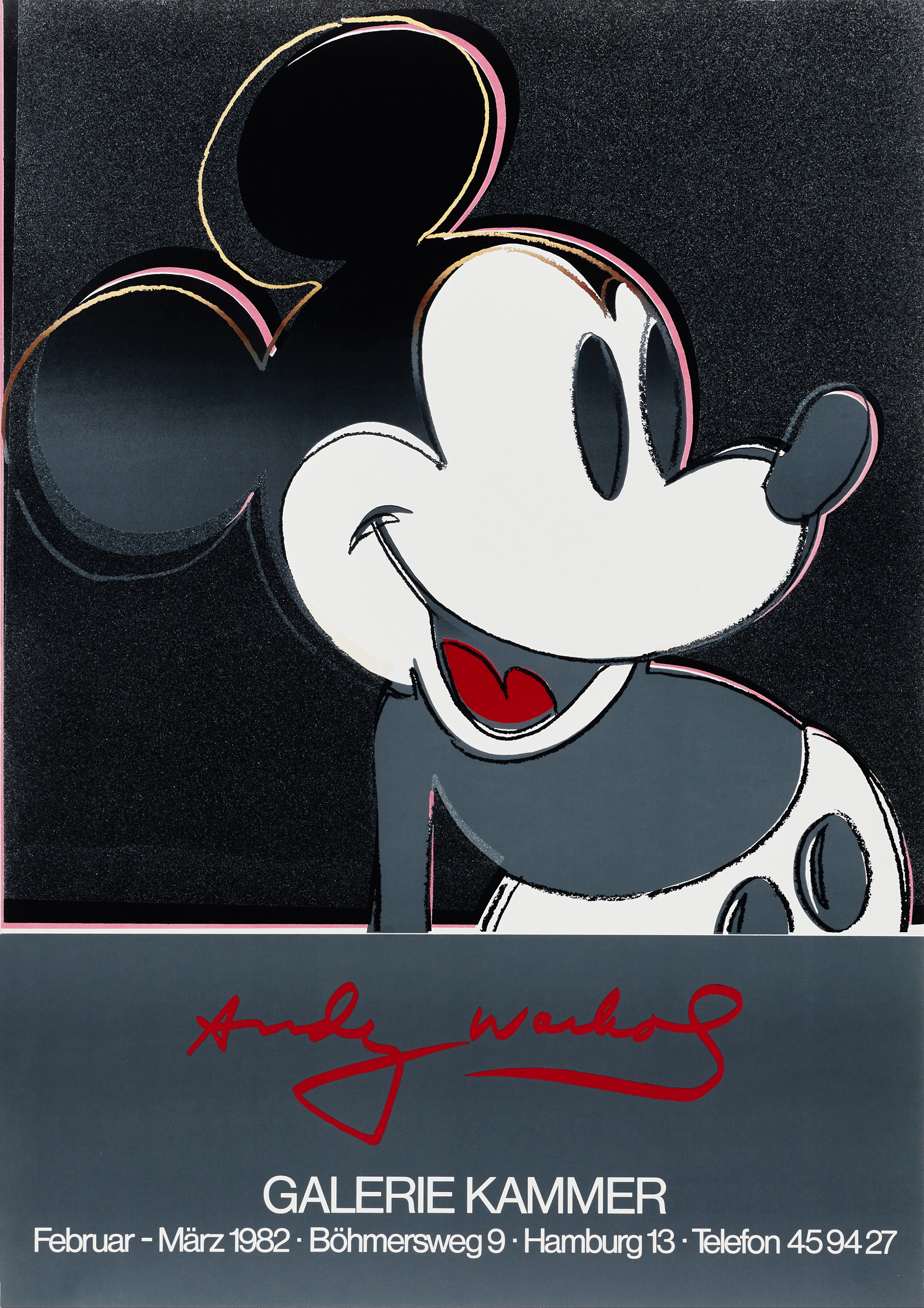 ANDY WARHOL, Mickey Mouse, Galerie Kammer, Hamburg, 1982, vintage
