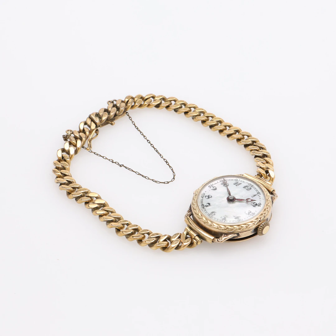 DAMARMBANDSUR, BOETT AV 14K GULD, MIDO, MANUELLT UPPDRAG, 1900-TALETS
