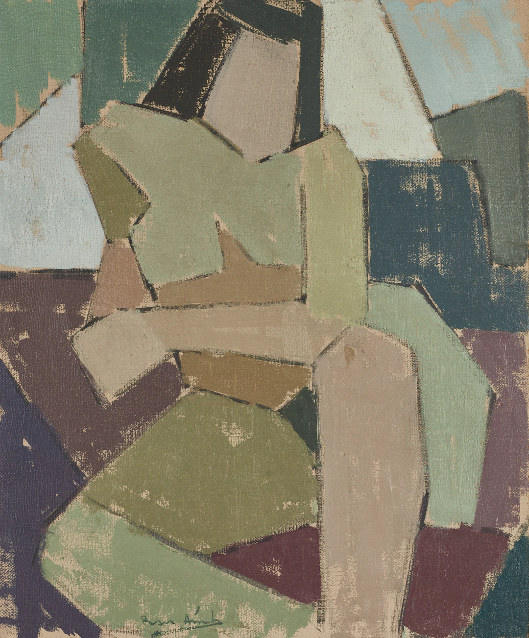 PAAVO AIROLA (Finland/Sverige/USA 1918-1983), "Modell", signerad, olja på duk.