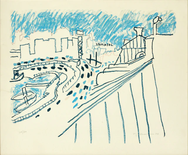 STIG (SLAS) CLAESSON (SVERIGE, 1928–2008). Stockholmsmotiv - Slussen.