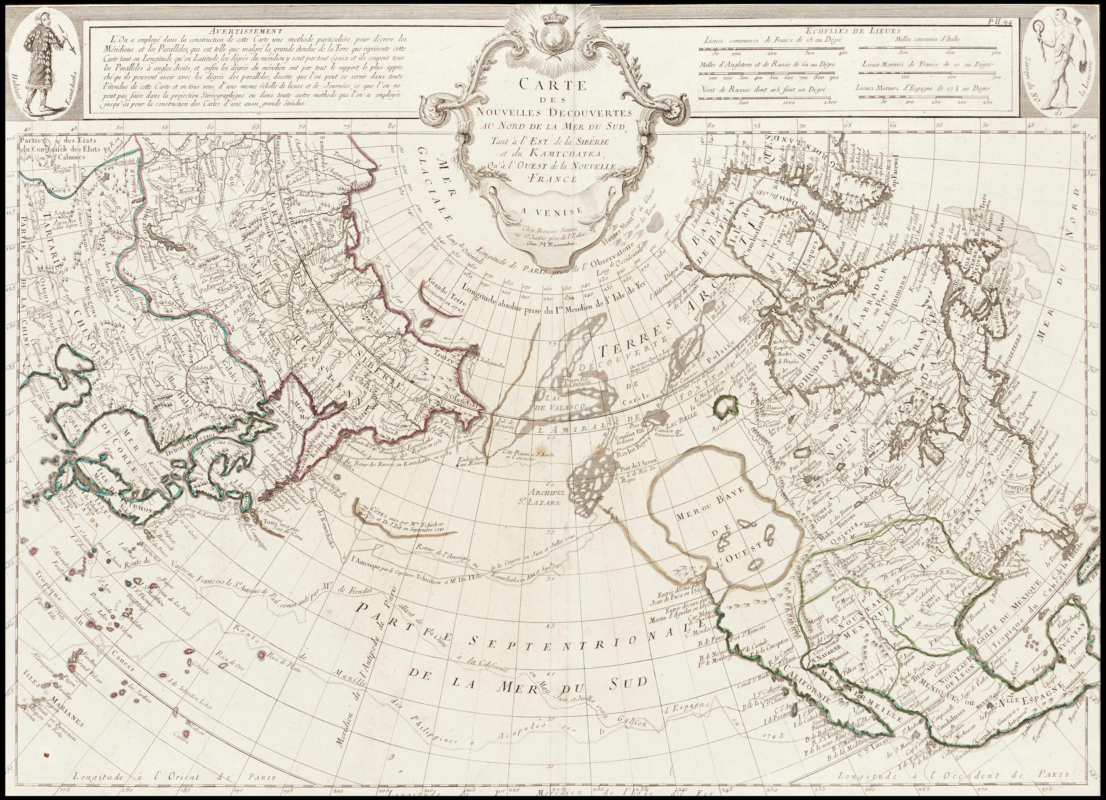 SANTINI/ REMONDINI, Carte des Nouvelles Decouvertes Au Nord da la
