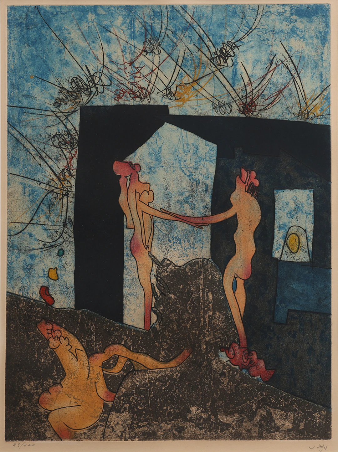 ROBERTO MATTA. ETSNING OCH AKVATINT BLAD 5 UR "LA DANSE DE LA MORT"