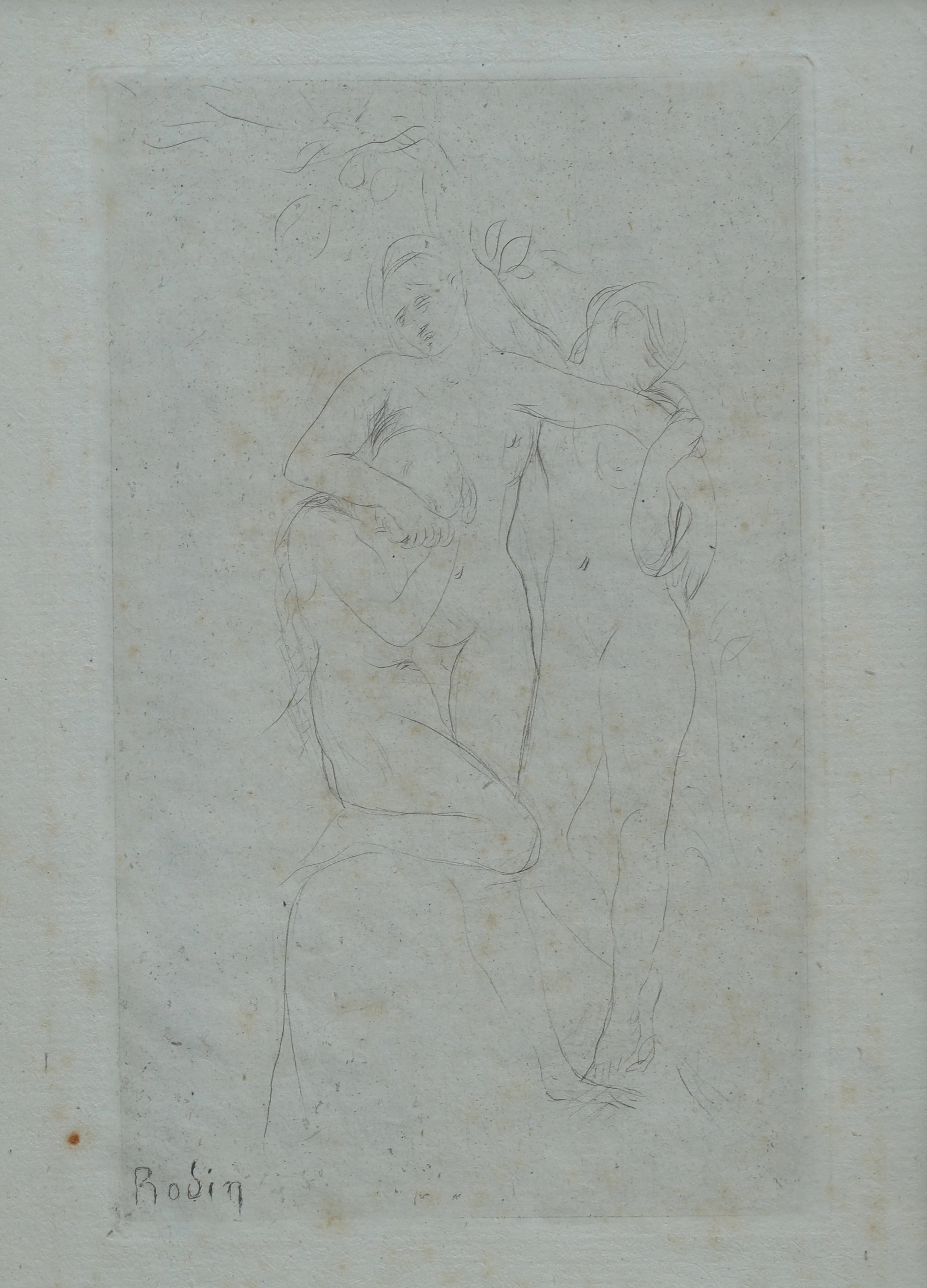 AUGUSTE RODIN 1840-1917. TORRNÅLSGRAVYR, "AMES DU PURGATOIRE", SIGNERAD