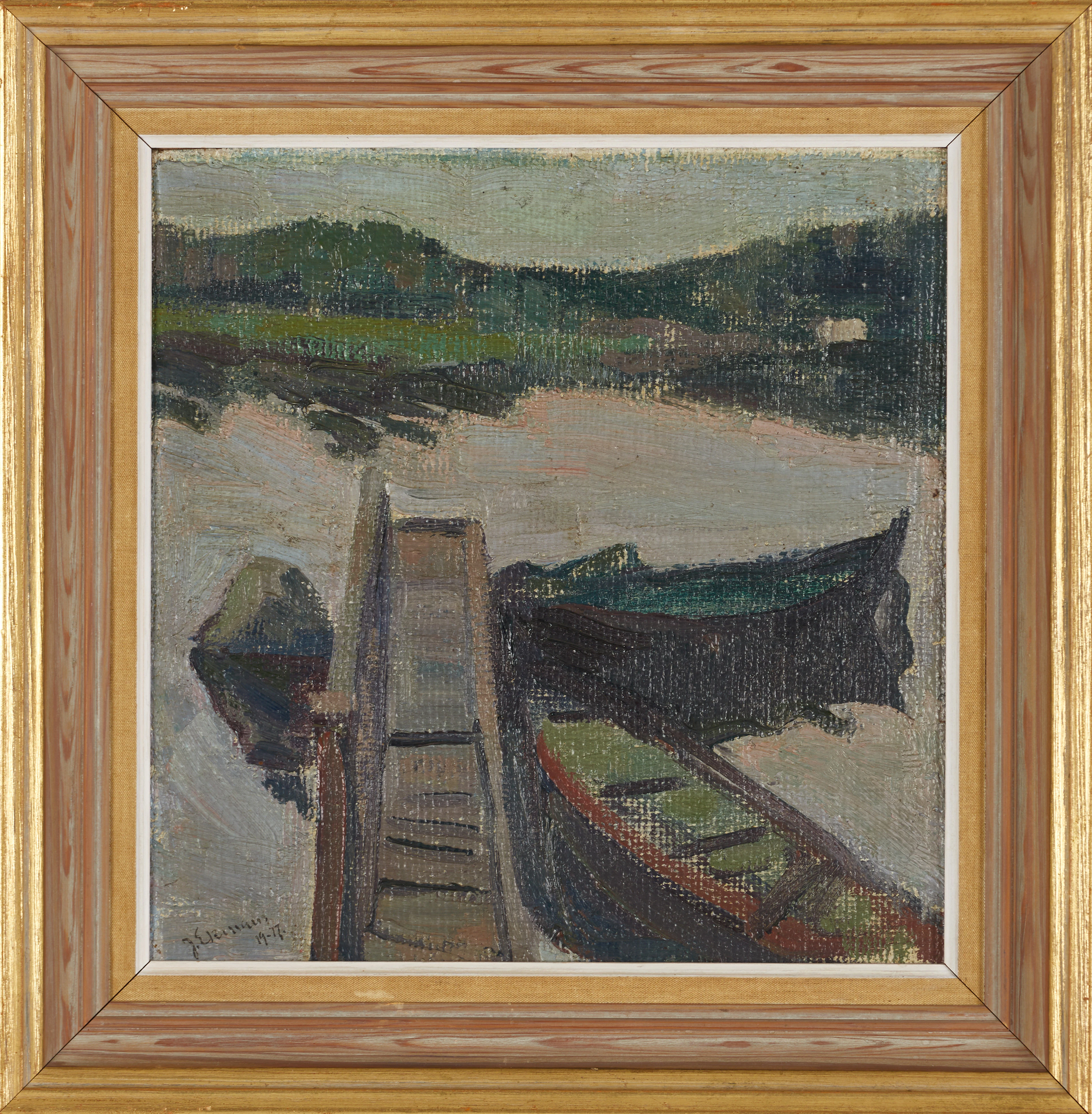 JOHN EKMAN (1880-1949). Ekor vid brygga, signerad och daterad J. Ekman