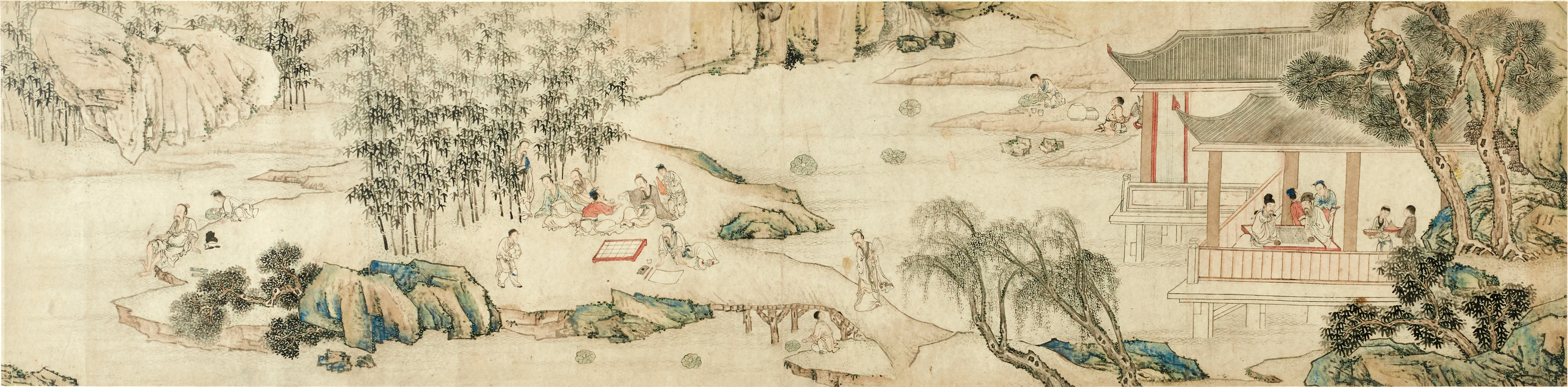 MÅLNING (HANDSCROLL), Kina, okänd konstnär. Motiv "Zhu Lin Qi Xian"