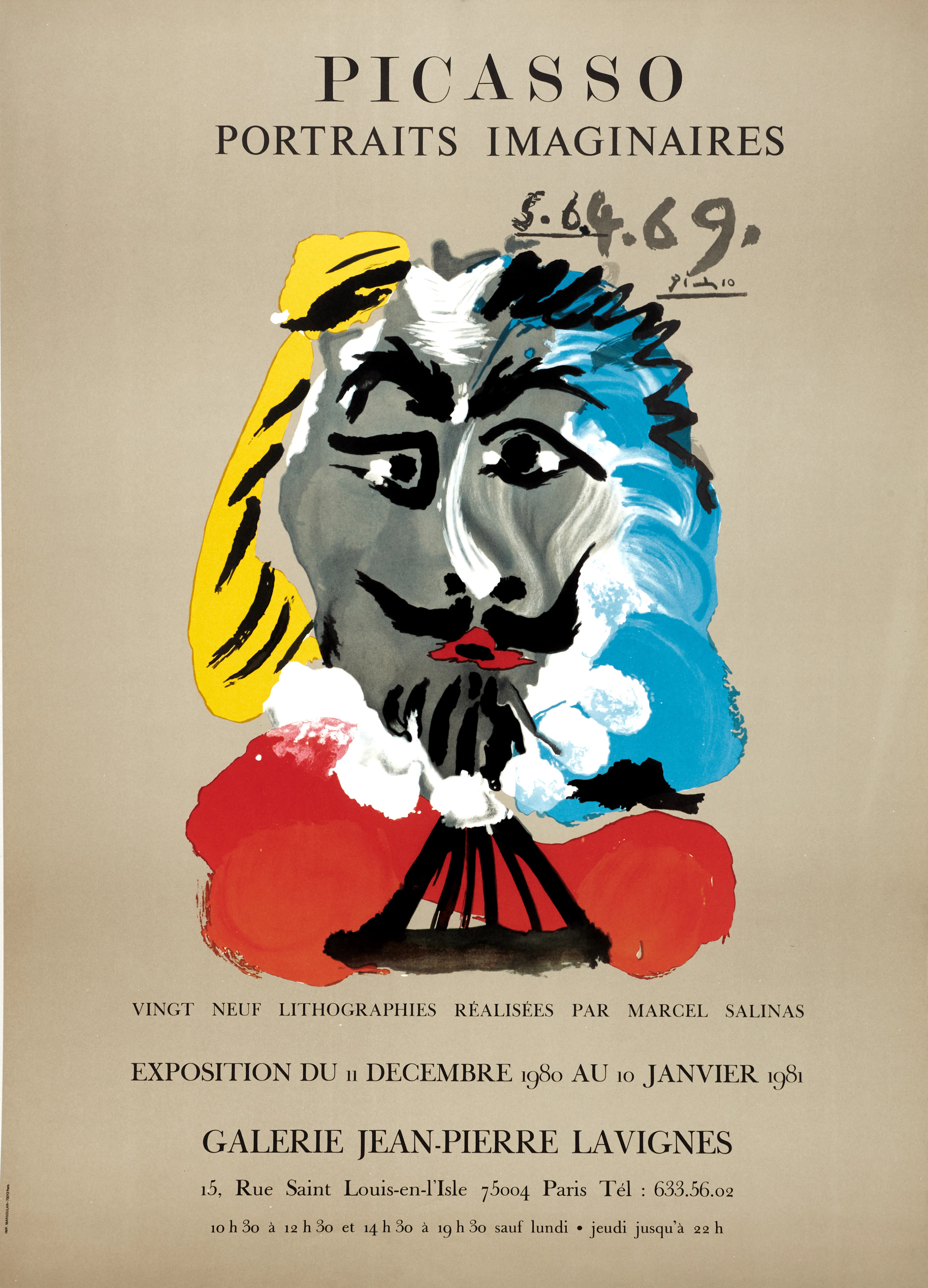 PABLO PICASSO (1881-1973). Efter. Utställningsaffisch, "Portraits