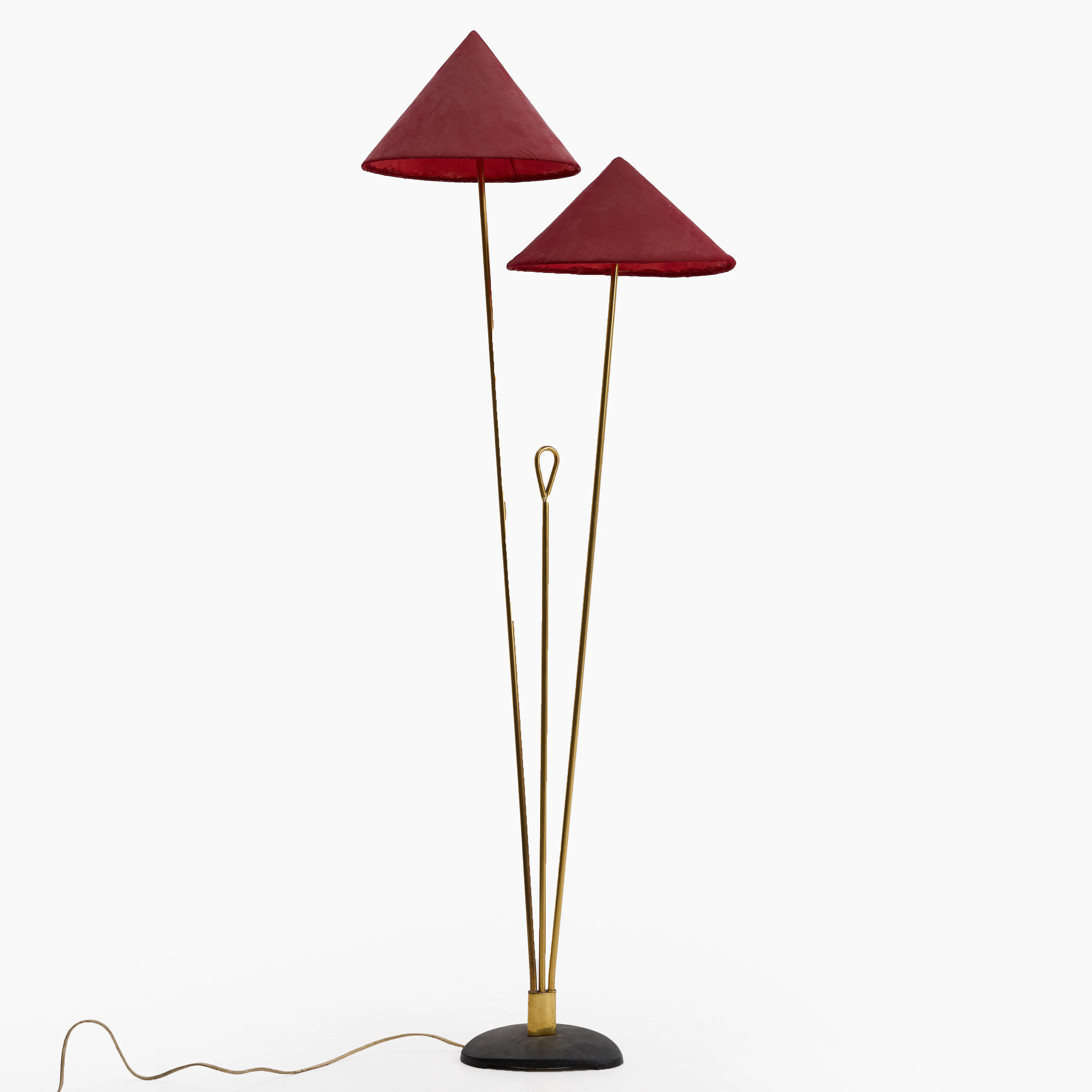 GOLVLAMPA, 2 ljuspunkter, mässing, svartlackerad metall, Arnold Wiks