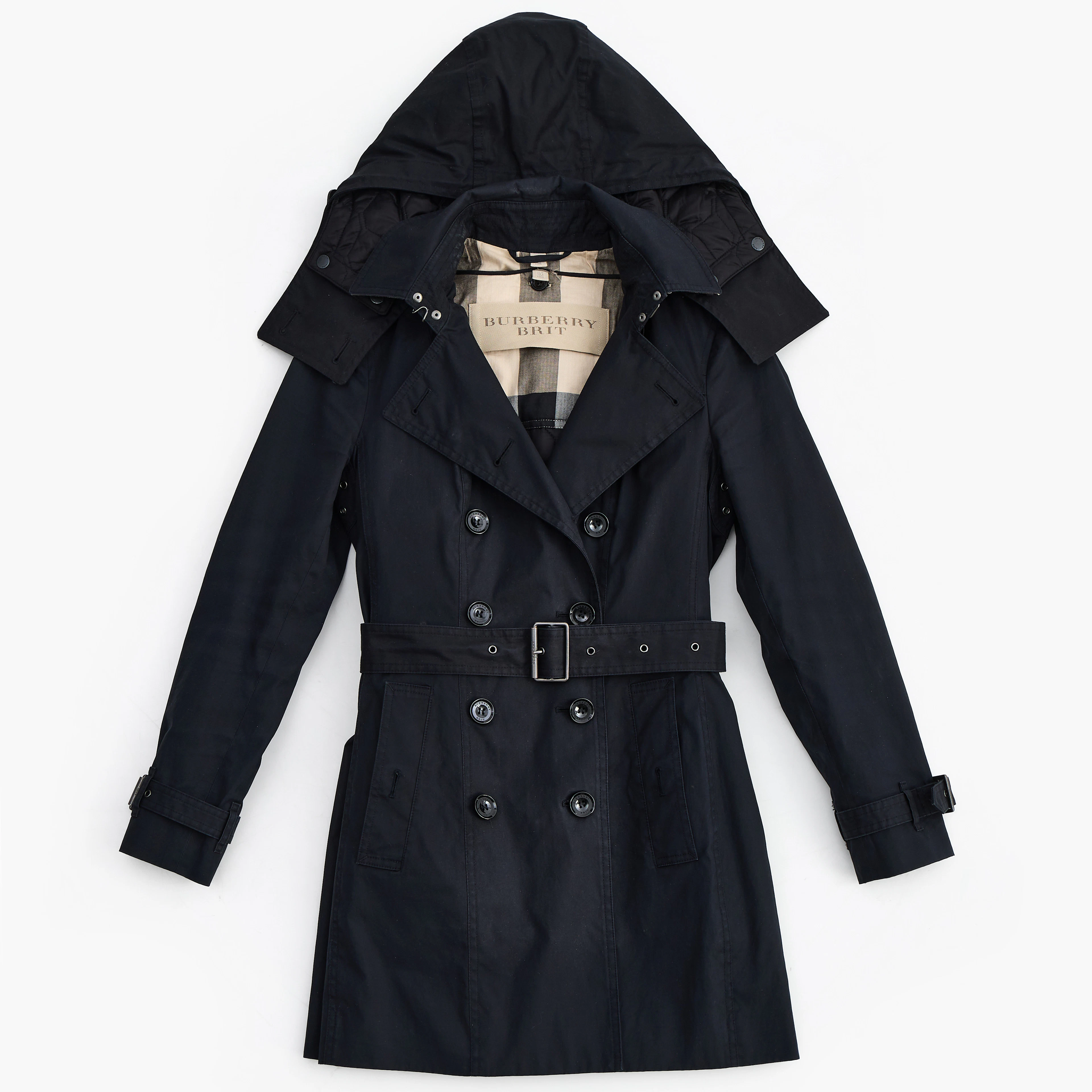 BURBERRY, trenchcoat med foder, svart, strl 34.
