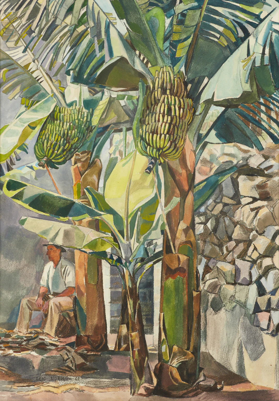 ERIC NORDLÖW (Sverige, 1908-1983), Under bananträden, signerad, daterad