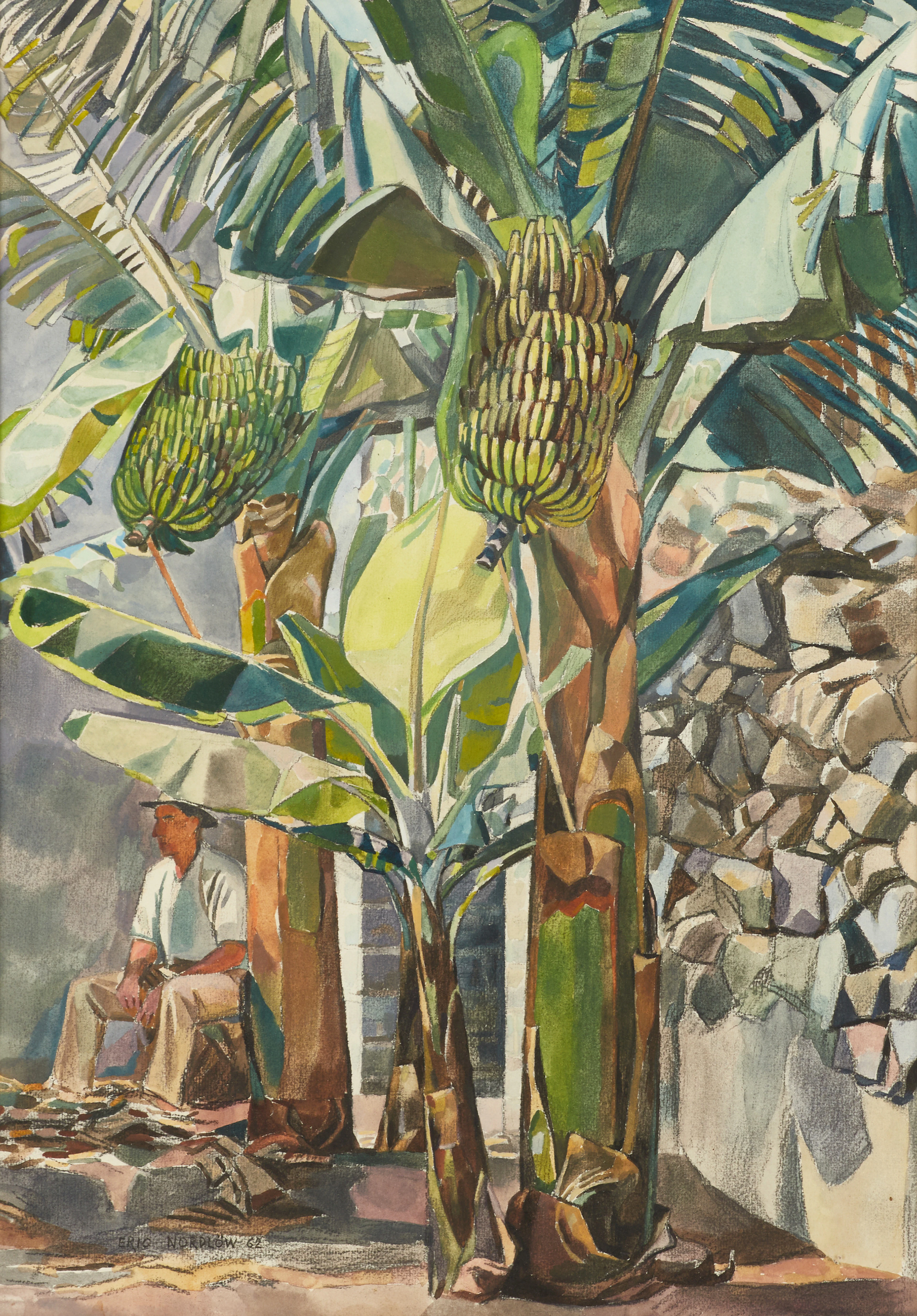 ERIC NORDLÖW (Sverige, 1908-1983), Under bananträden, signerad, daterad