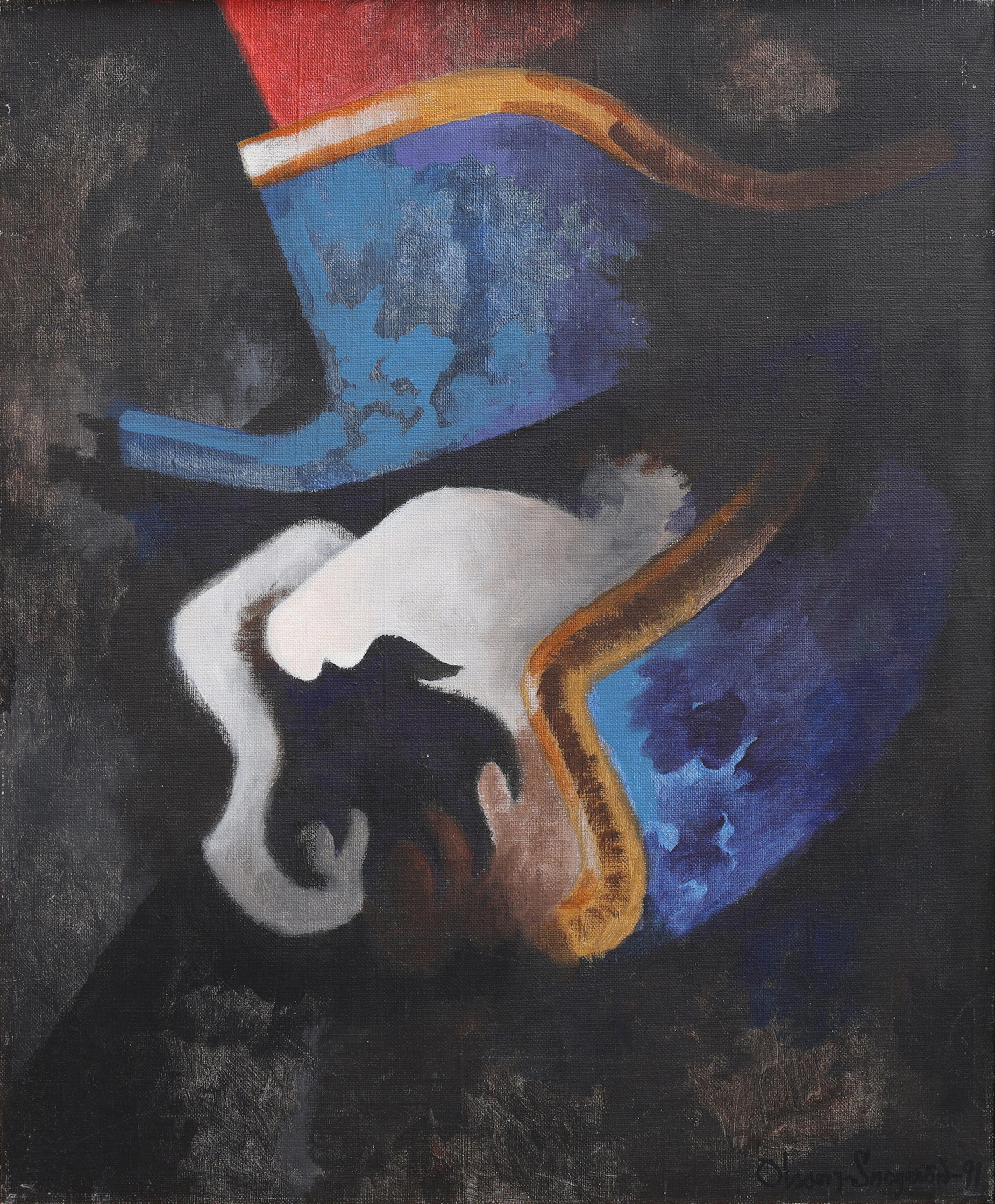 KARL-ERIK OLSSON "SNOGERÖD" 1927-1995. OLJA PÅ DUK, "KRIGSRÅD II"