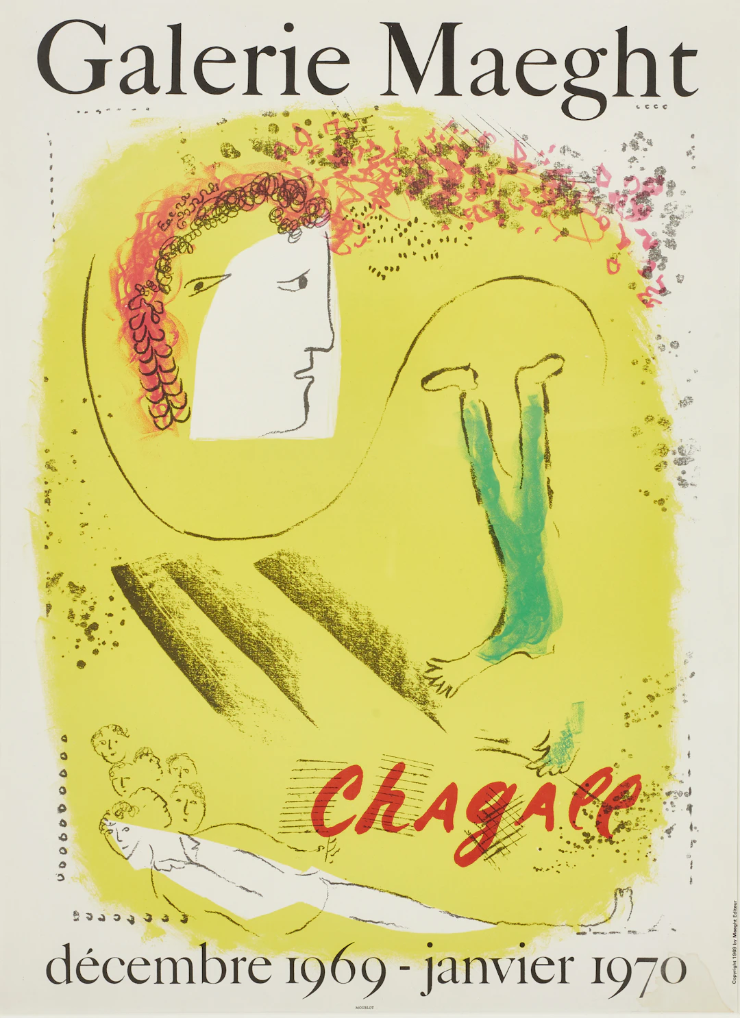 MARC CHAGALL. "Le fond Jaune", Galerie Maeght, 1969-70, färglitografisk