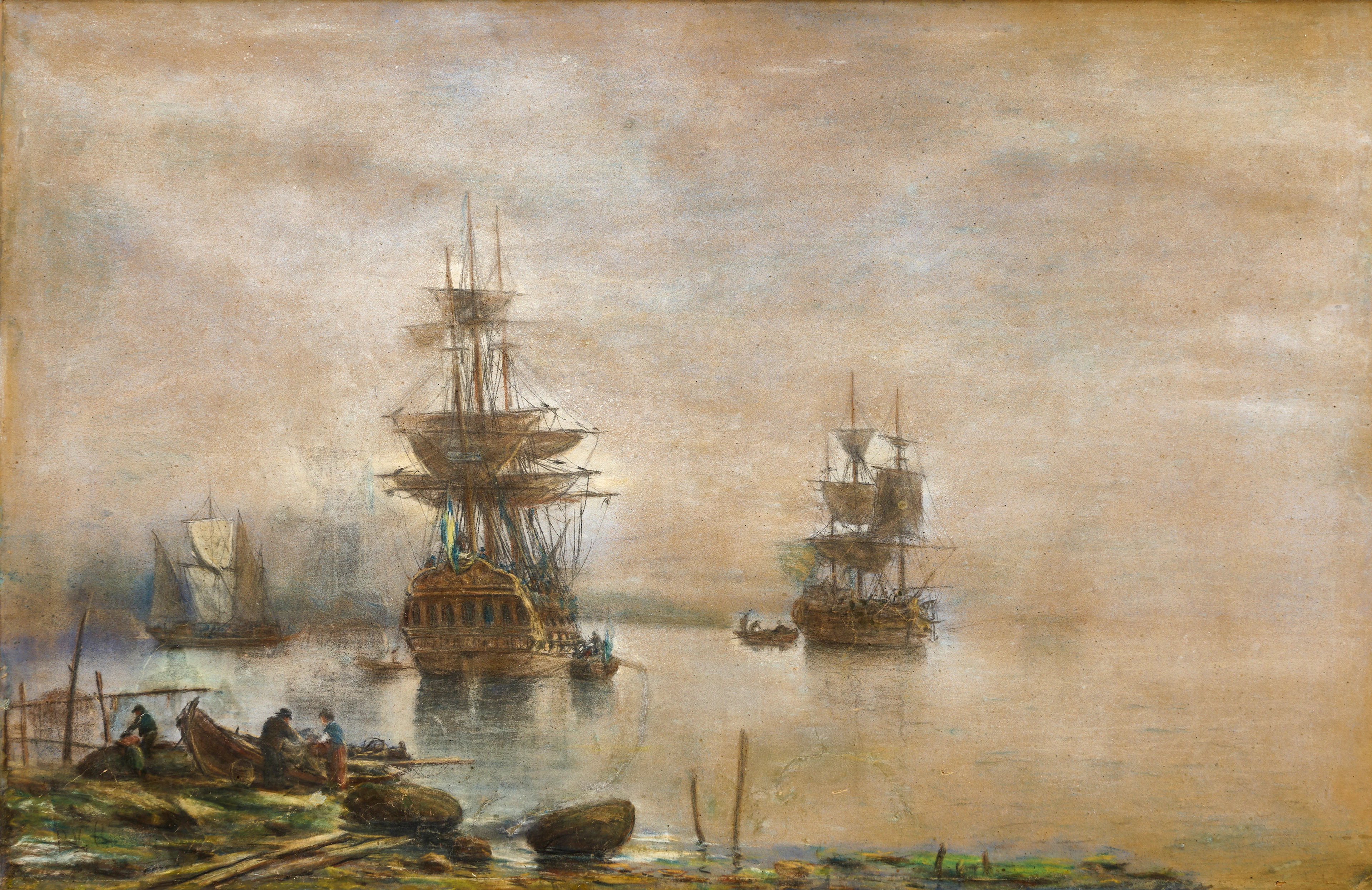 PER WILHELM CEDERGREN (Sverige, 1820-1896): Stockholms Inlopp, (skiss)