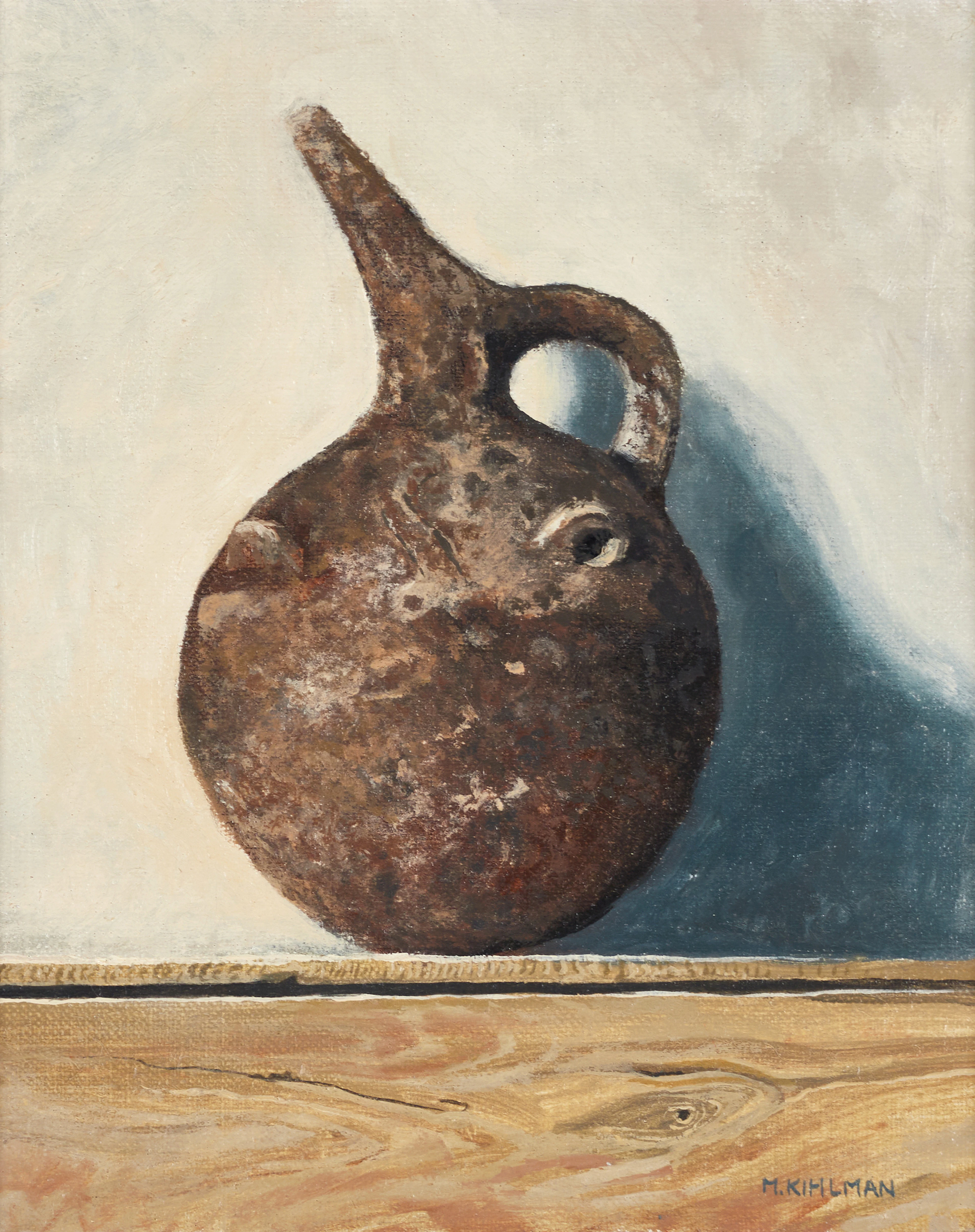 MIKAEL KIHLMAN (Född 1953), stilleben med antik lergodskanna, signerad